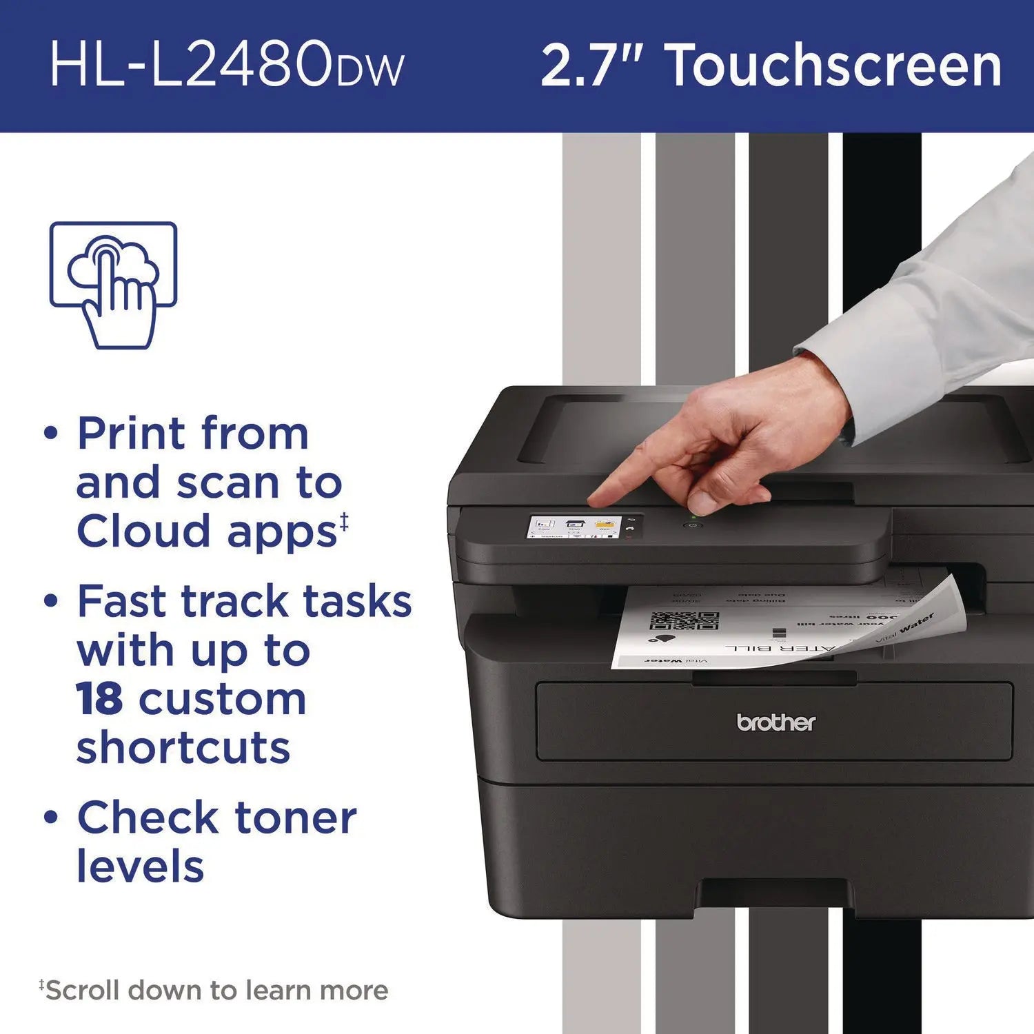 Wireless HL-L2480DW Compact Monochrome Multi-Function Laser Printer, Copy/Print/Scan Brother Flipcost