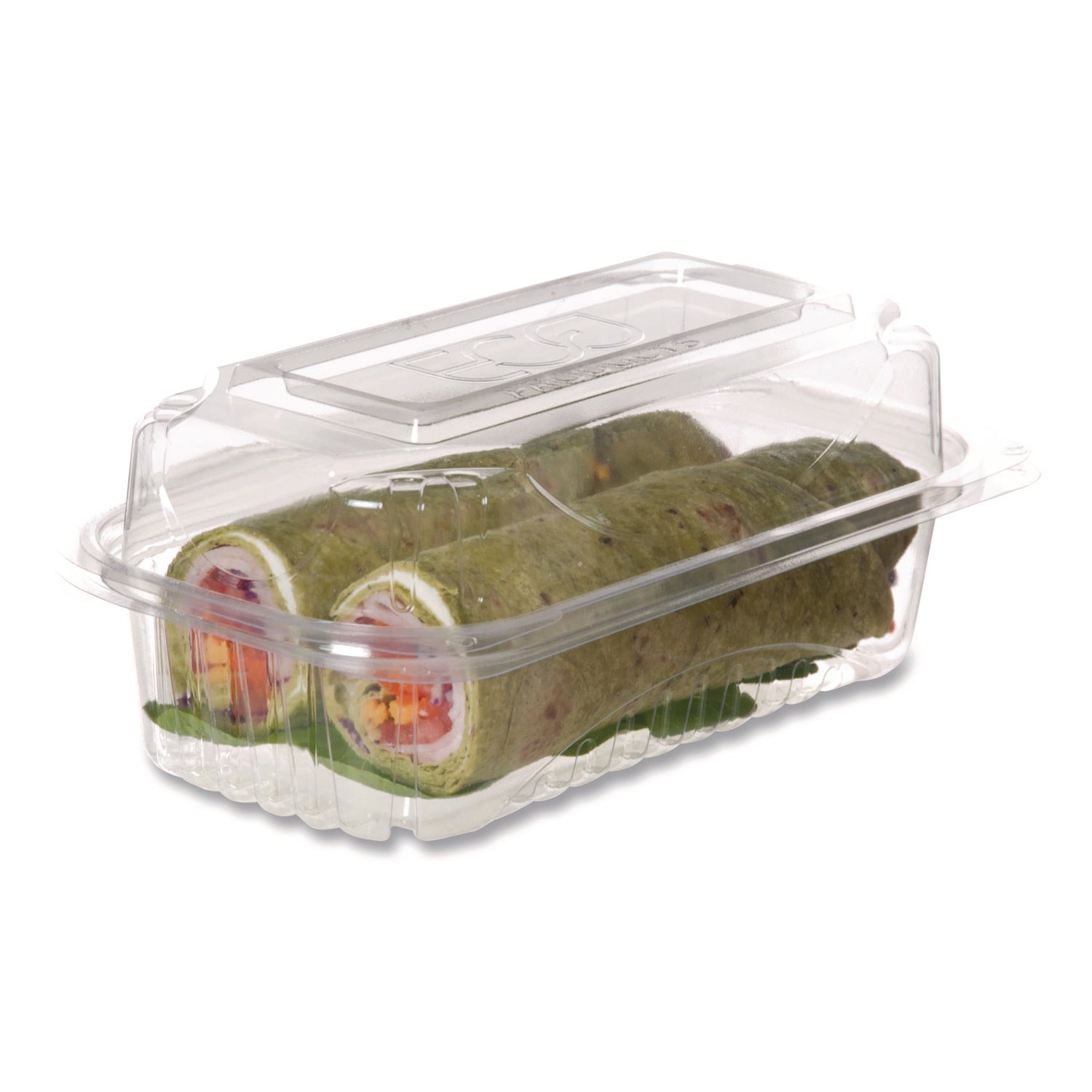 Eco-Products® Renewable and Compostable Clear Clamshell Hinged Food Containers, 9 x 6 x 3, Plastic, 80/Pack, 3 Packs/Carton