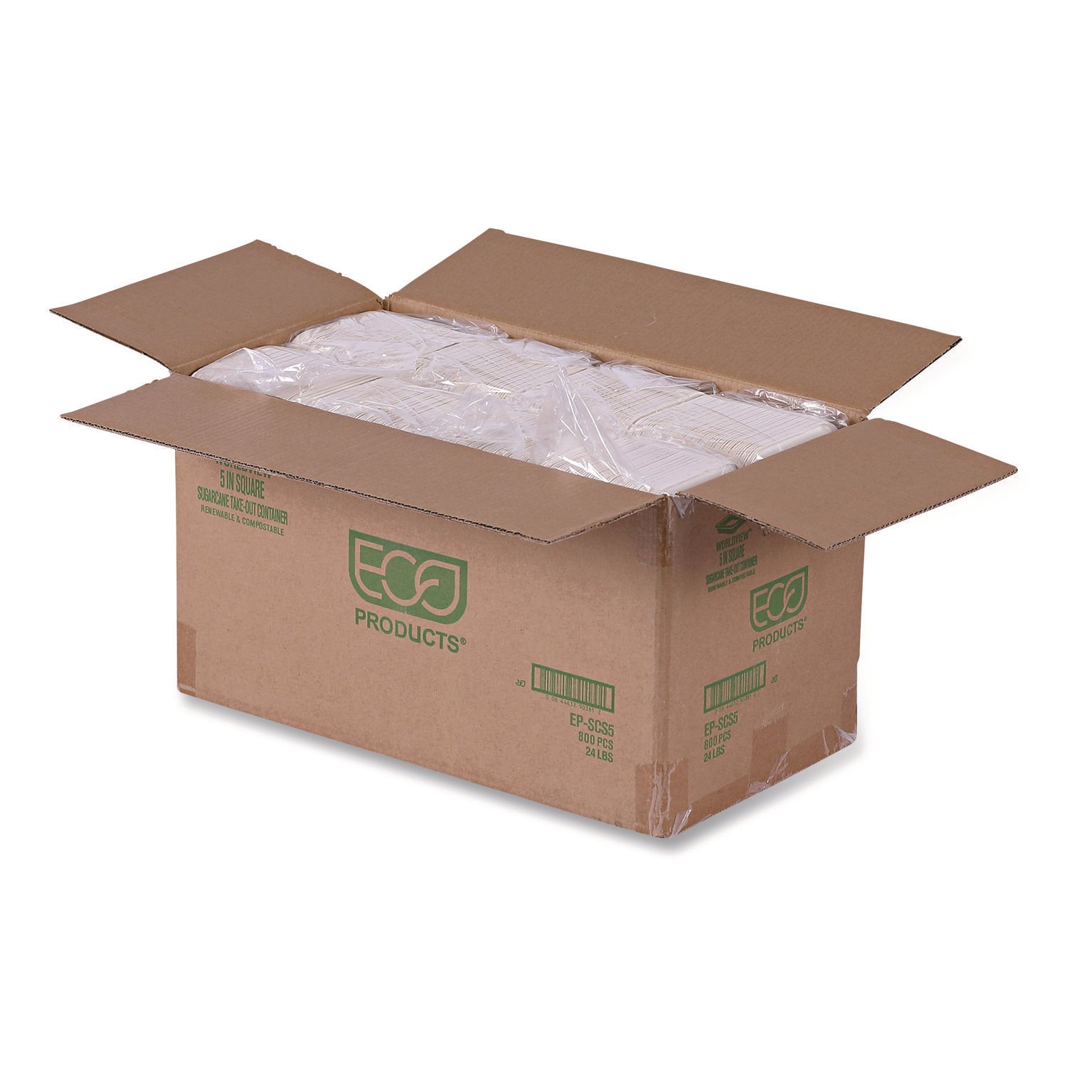 Eco-Products® WorldView Renewable Molded Fiber Containers, 10 oz, 5.04 x 5.04 x 1.09, White, 800/Carton