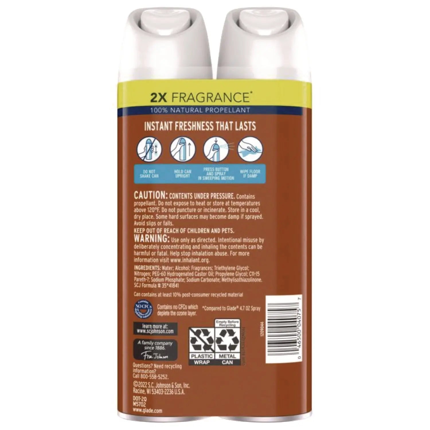 Glade® Air Freshener, Cashmere Woods Scent, 8.3 oz Aerosol Can, 2/Pack Glade® Flipcost