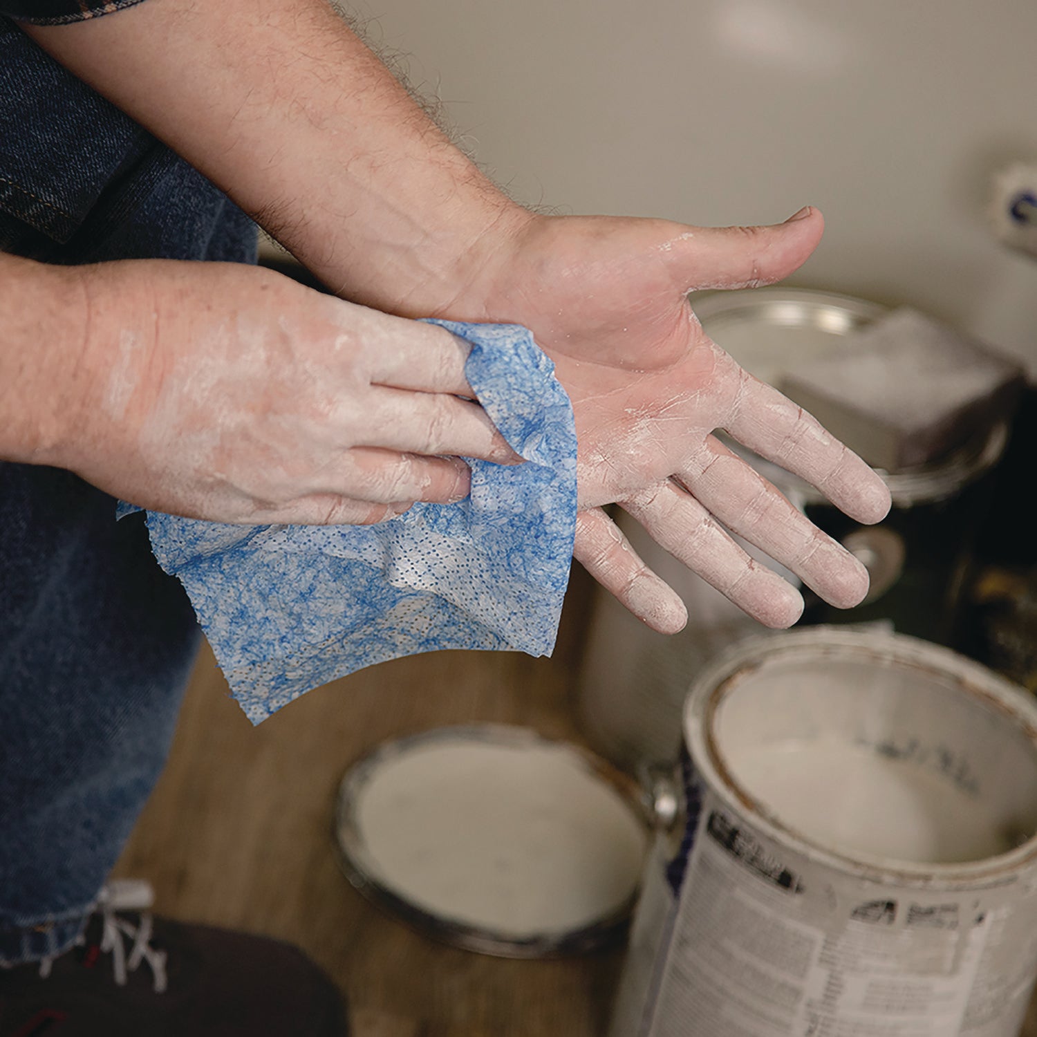 SCRUBS® Hand Cleaner Towels, Cloth, 10 x 12, Citrus, Blue/White, 72/Bucket