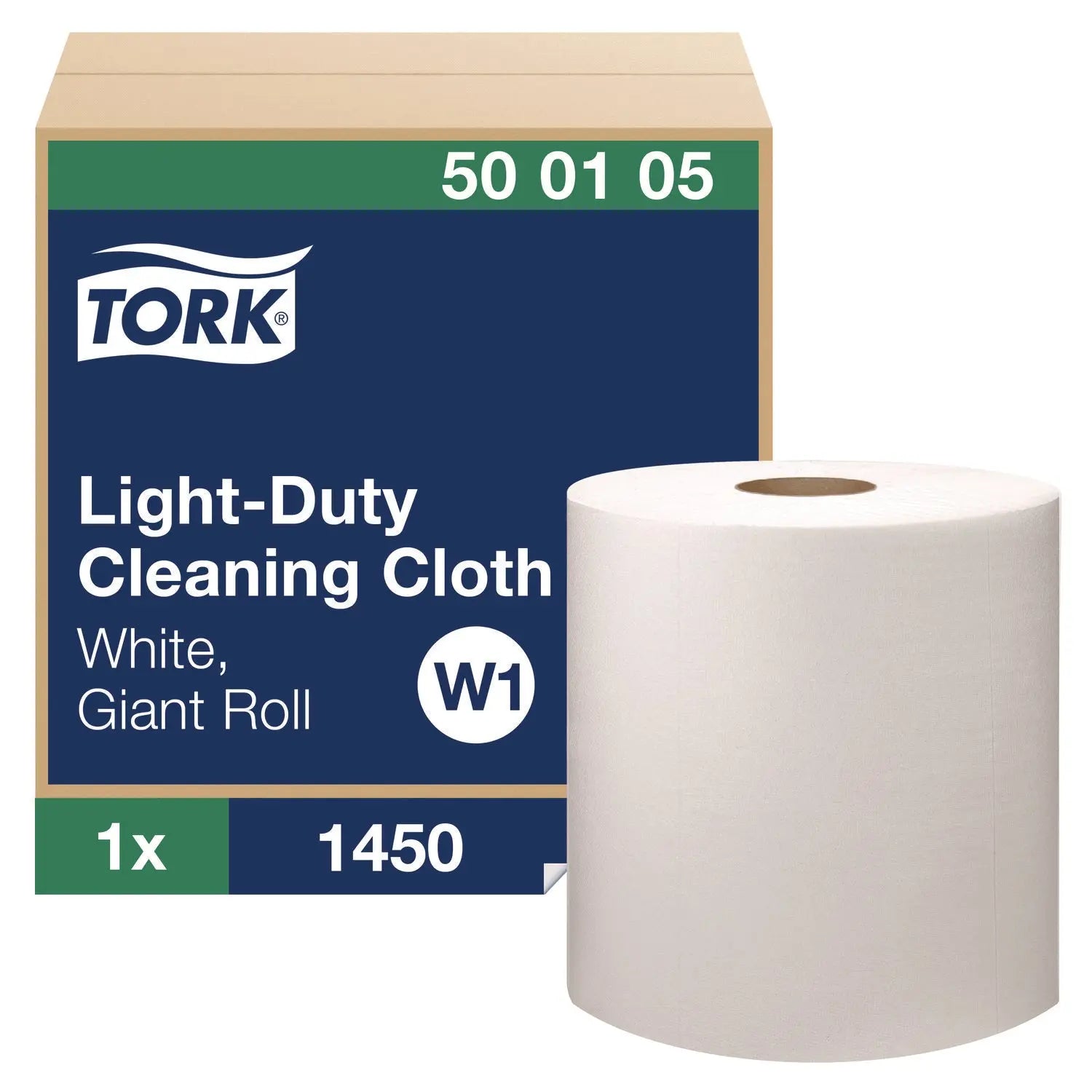 Light Duty Cleaning Cloth, Giant Roll, 1-Ply, 9 x 12.4, White, 1,450 Sheet Roll/Carton