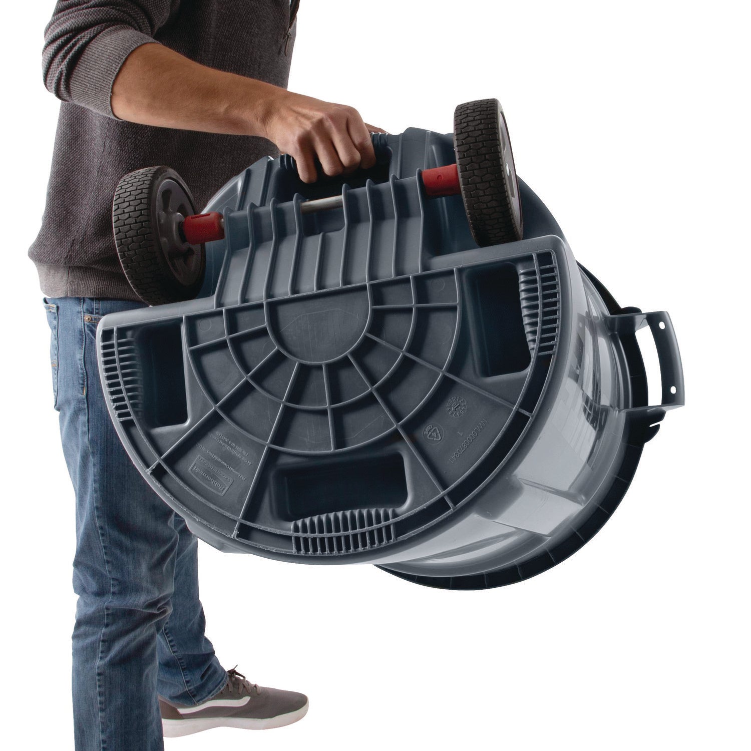 Rubbermaid® Commercial Vented Wheeled Brute Container, 44 Gal, Plastic, Gray