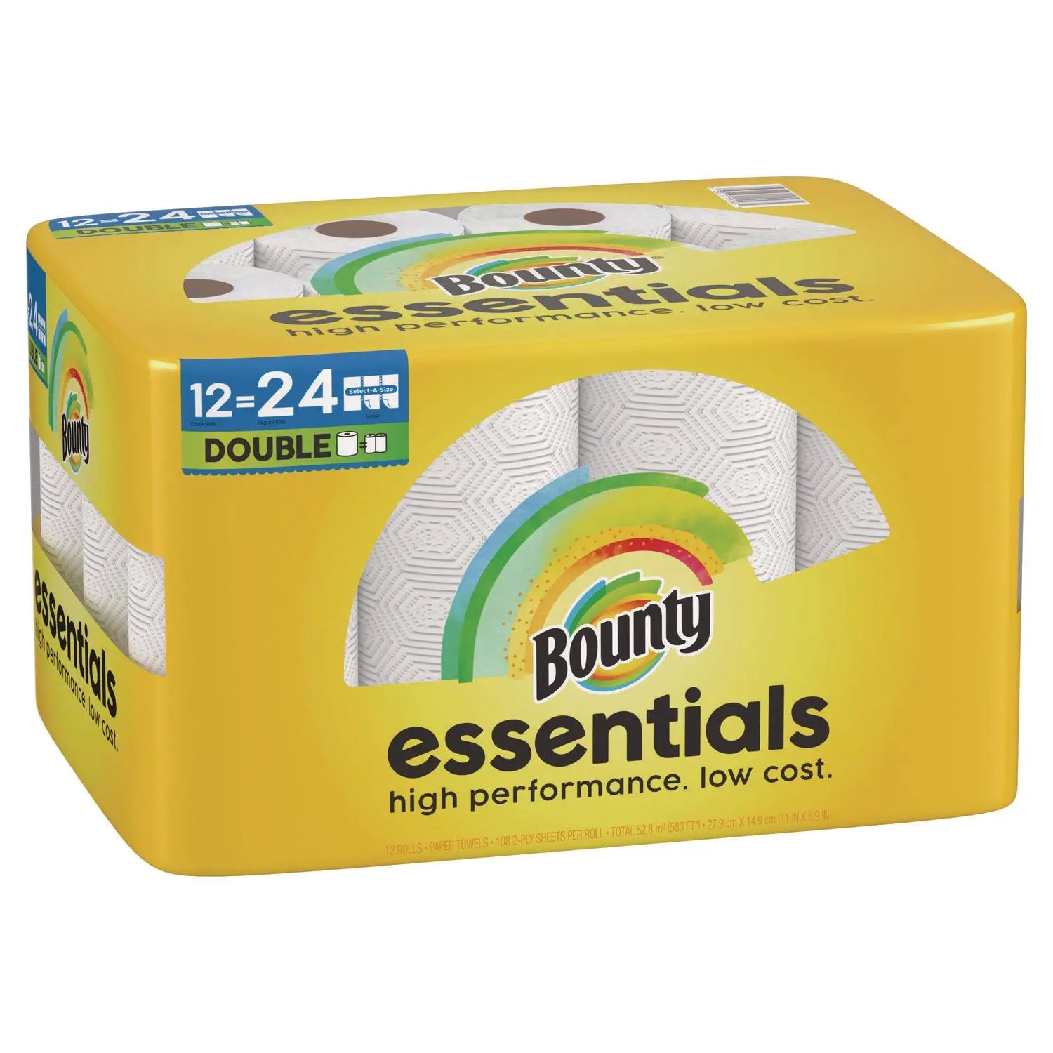 Essentials Select-A-Size Kitchen Roll Paper Towels, 2-Ply, 108 Sheets/Roll, 12 Rolls/Carton Bounty® Flipcost
