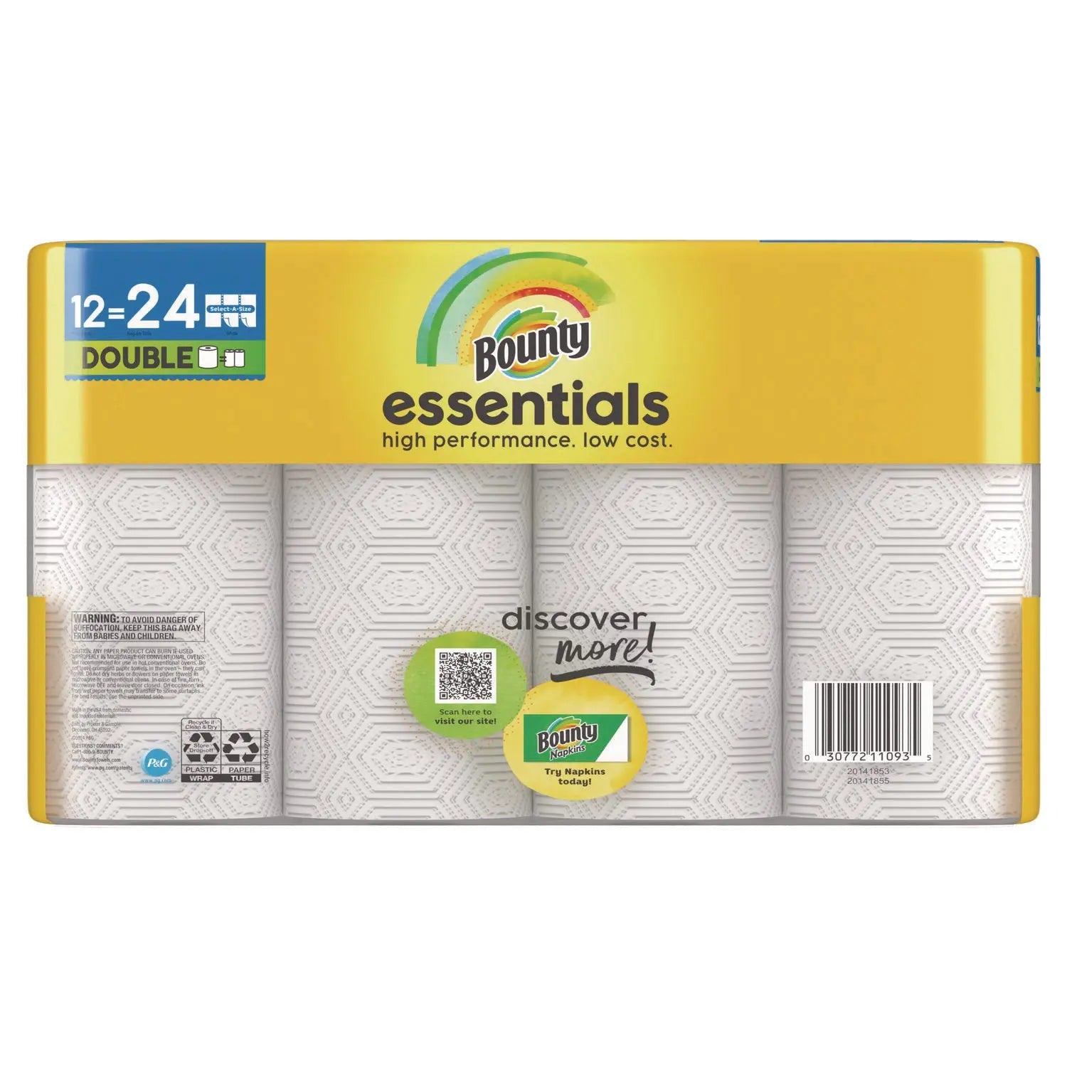 Essentials Select-A-Size Kitchen Roll Paper Towels, 2-Ply, 108 Sheets/Roll, 12 Rolls/Carton Bounty® Flipcost