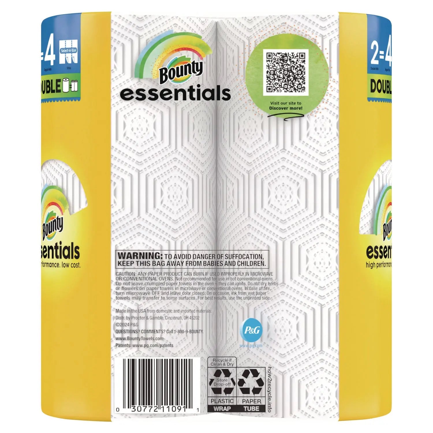 Essentials Select-A-Size Kitchen Roll Paper Towels, 2-Ply, White, 108 Sheets/Roll, 2/Pack, 8 Packs/Carton Bounty® Flipcost