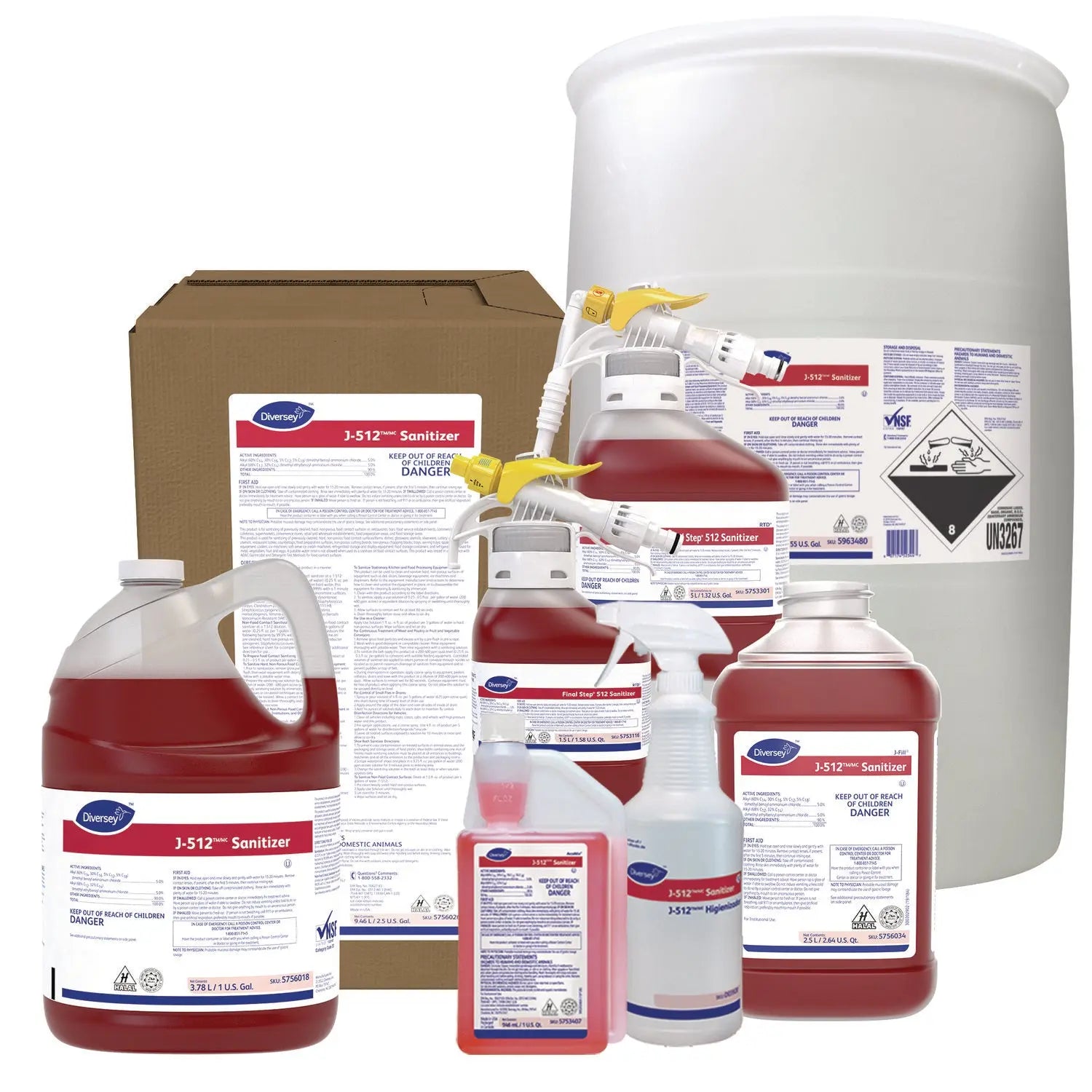 J-512TM/MC Sanitizer, Quaternary Scent, 55 gal Drum Diversey™ Flipcost