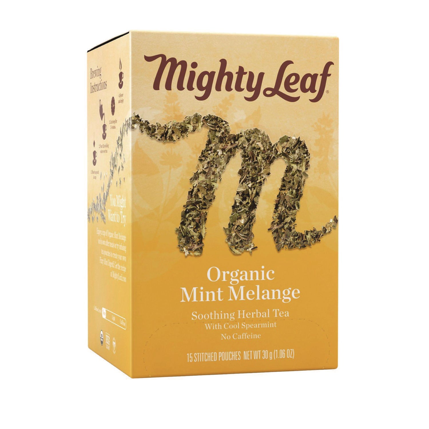 Mighty Leaf® Tea Whole Leaf Tea Pouches, Organic Mint Melange, 15/box