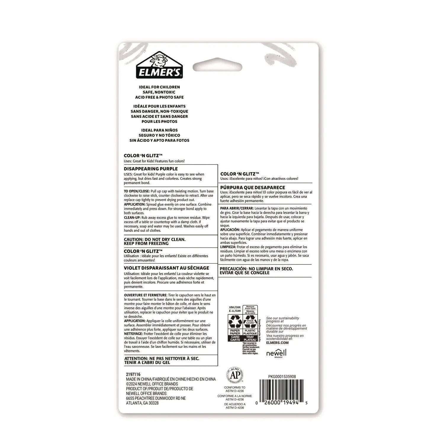 Glitter Glue Sticks, Applies Assorted Colors, 0.21 oz, Dries Clear Glitter, 12/Pack Elmer's® Flipcost