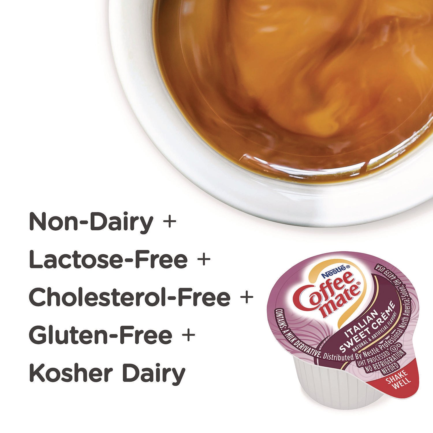 Coffee mate® Liquid Coffee Creamer, Italian Sweet Cream, 0.38 oz Mini Cups, 50/Box, 4 Boxes/Carton