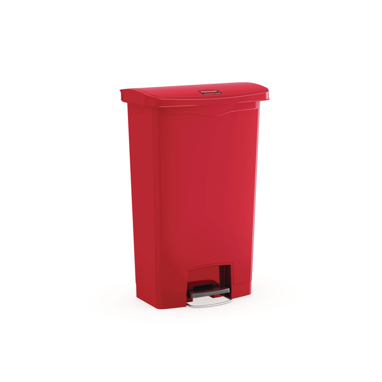 Rubbermaid® Commercial Streamline Resin Step-On Container, Front Step Style, 8 gal, Polyethylene, Red