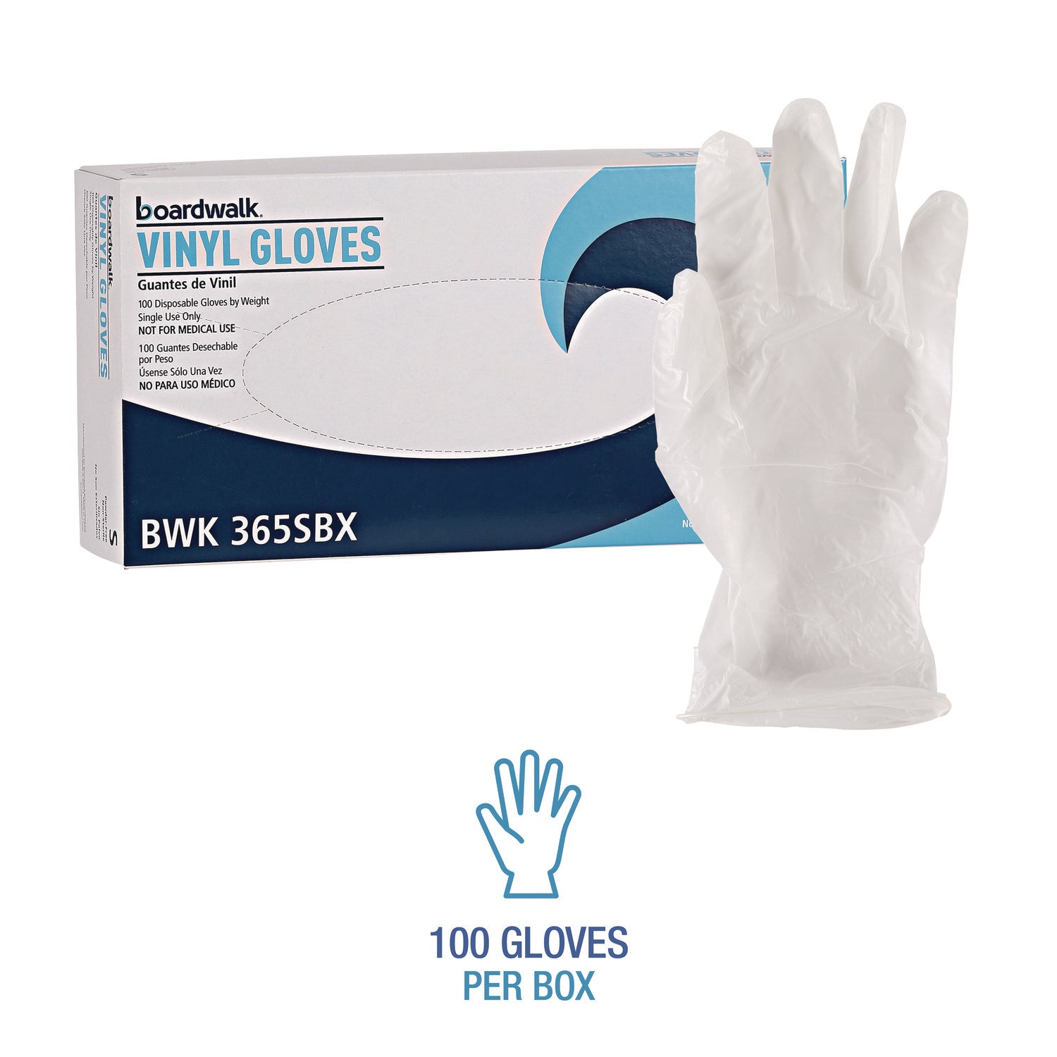Boardwalk® General Purpose Vinyl Gloves, Powder/Latex-Free, 2.6 mil, Small, Clear, 100/Box, 10 Boxes/Carton