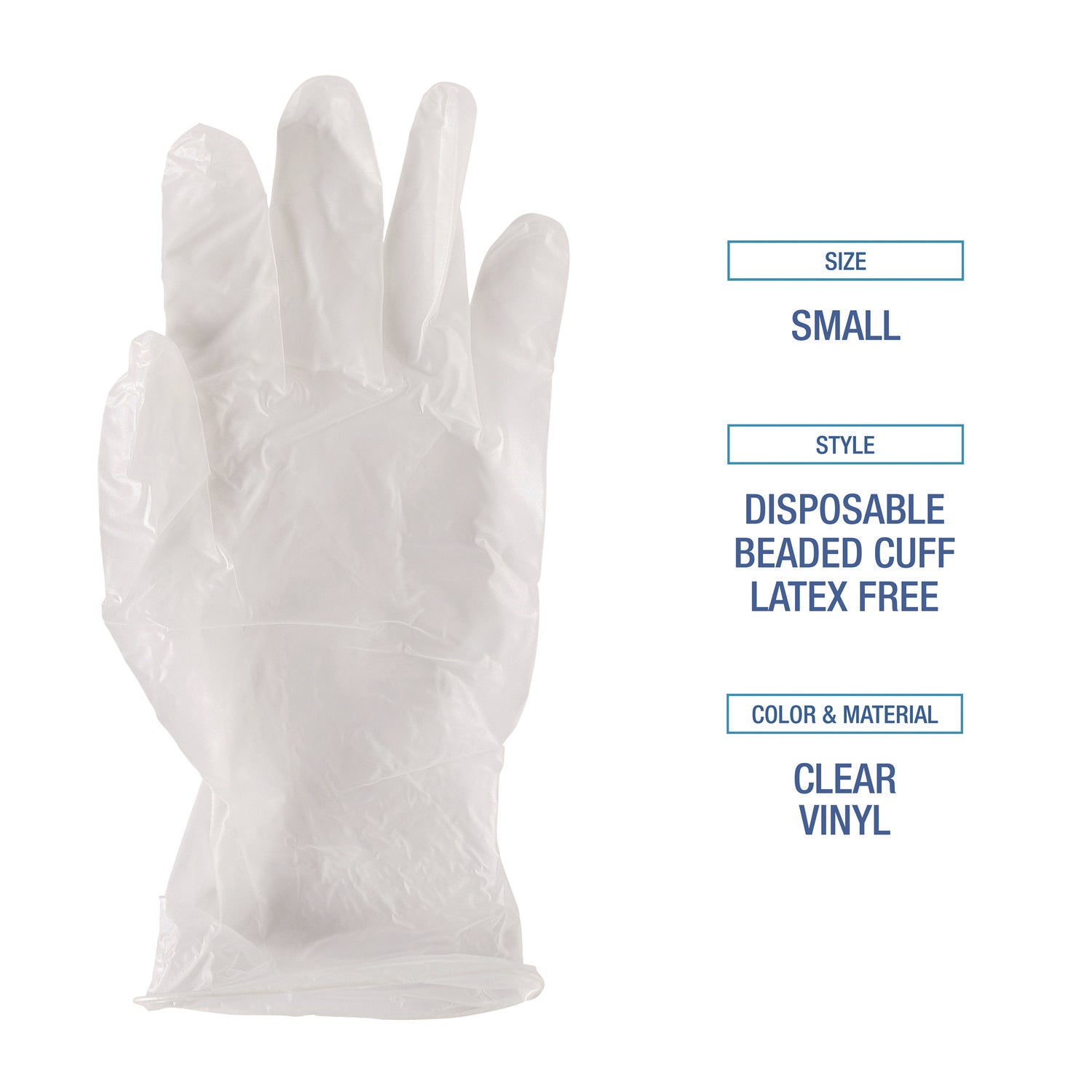 Boardwalk® General Purpose Vinyl Gloves, Powder/Latex-Free, 2.6 mil, Small, Clear, 100/Box, 10 Boxes/Carton