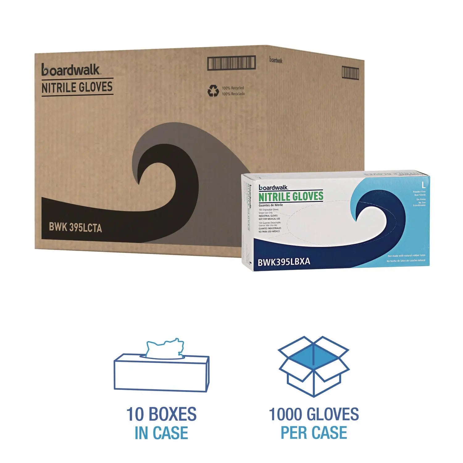 Disposable Powder-Free Nitrile Gloves, Large, Blue, 5 mil, 100/Box, 10 Boxes/Carton Boardwalk® Flipcost