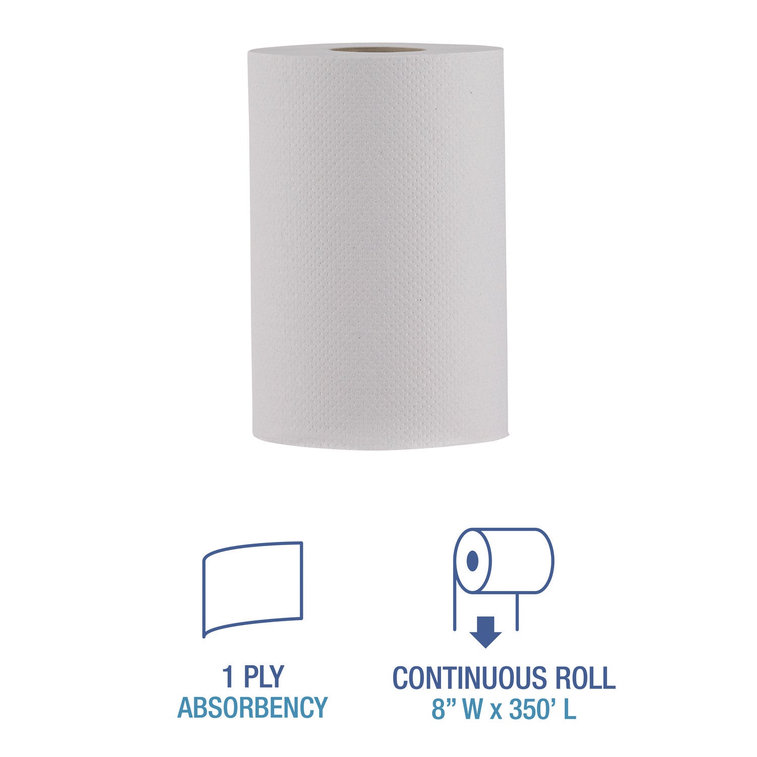 Boardwalk® Hardwound Paper Towels, Nonperforated, 1-Ply, 8" x 350 ft, White, 12 Rolls/Carton