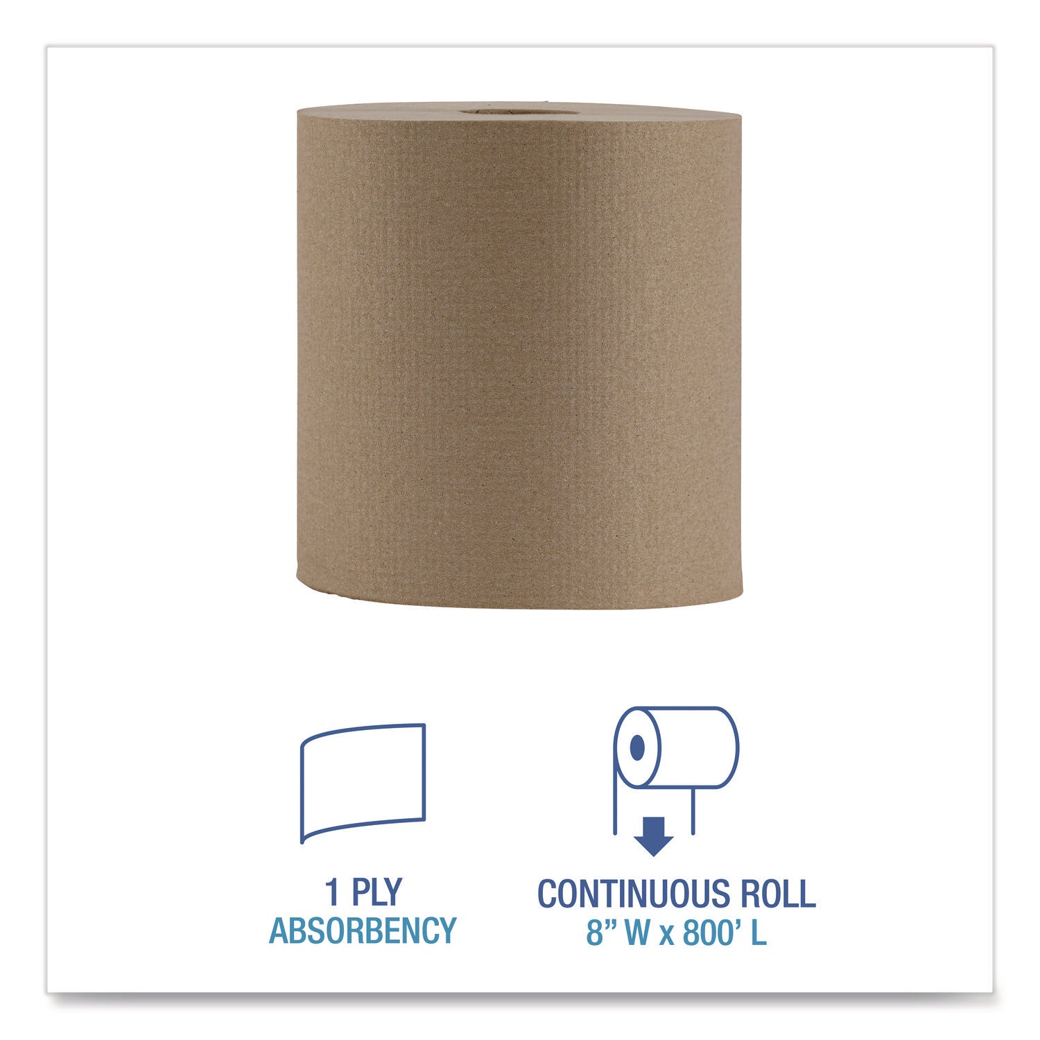 Boardwalk® Hardwound Paper Towels, Nonperforated, 1-Ply, 8" x 800 ft, Natural, 6 Rolls/Carton