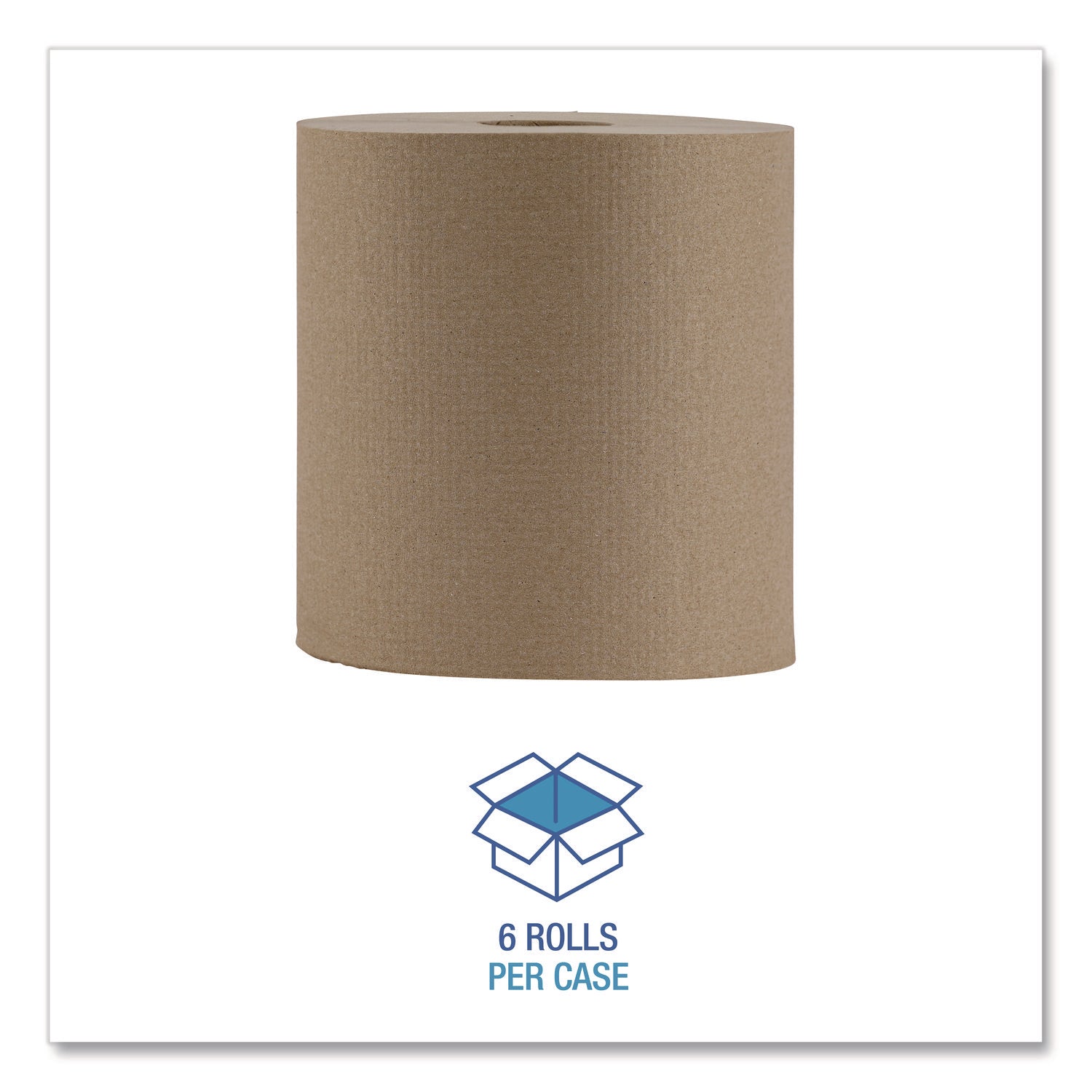 Boardwalk® Hardwound Paper Towels, Nonperforated, 1-Ply, 8" x 800 ft, Natural, 6 Rolls/Carton
