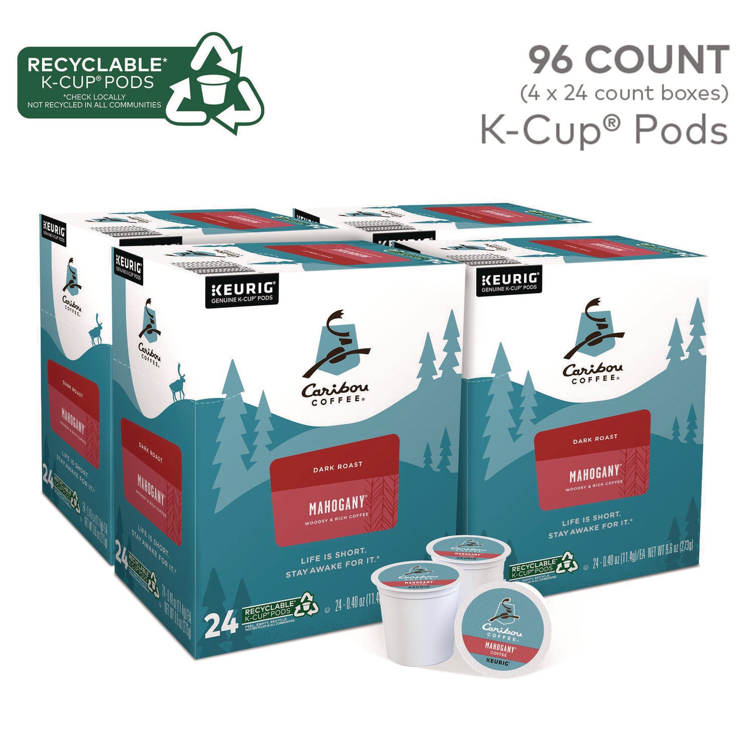 Caribou Coffee® Mahogany Coffee K-Cups, 96/carton