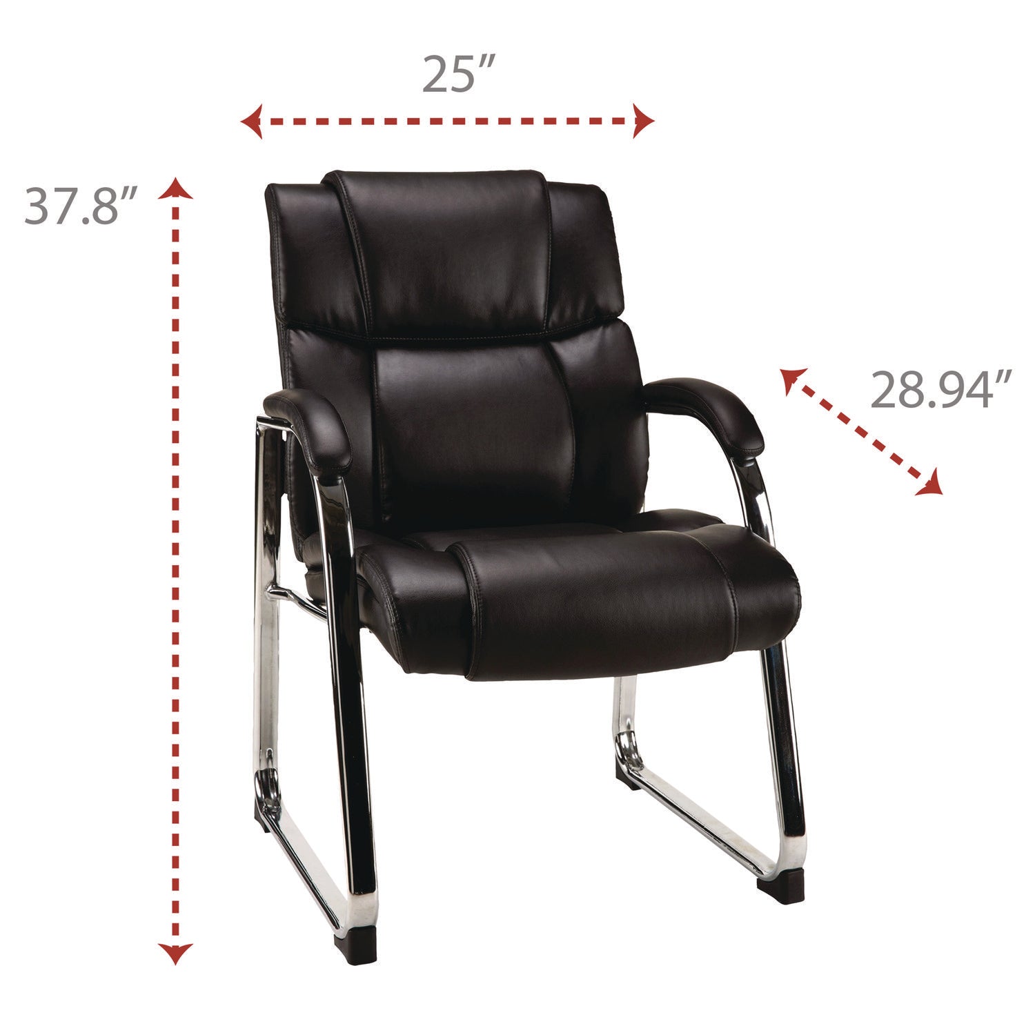 Alera® Alera Hildred Series Guest Chair, 25" x 28.94" x 37.8", Black Seat, Black Back, Chrome Base