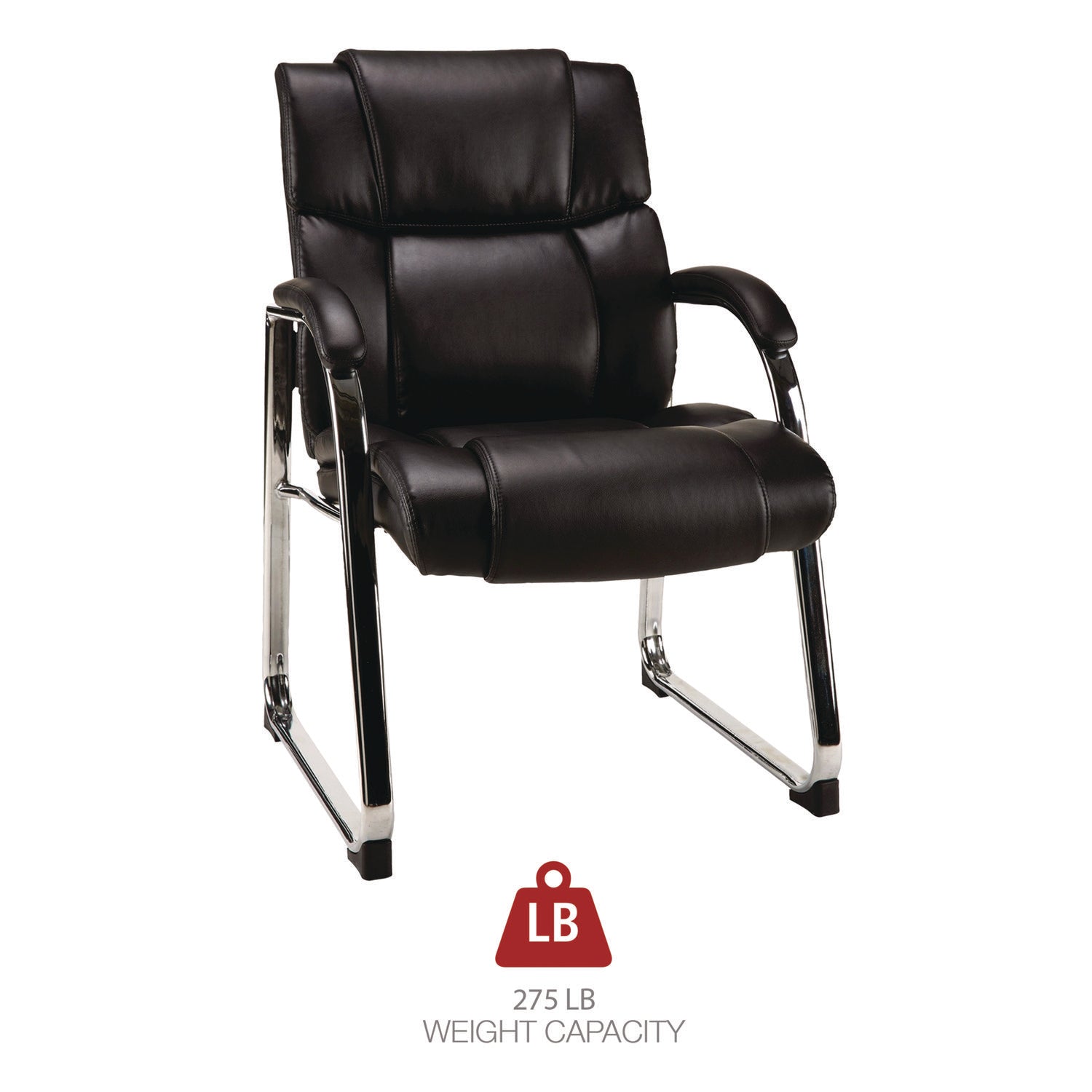Alera® Alera Hildred Series Guest Chair, 25" x 28.94" x 37.8", Black Seat, Black Back, Chrome Base