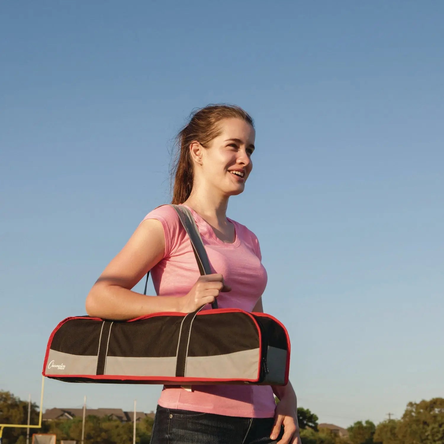 Deluxe Tether Ball Set, Tetherball/102" Cord/(4) 24" Telescoping Poles/Carry Bag/Pump with Needle Champion Sports Flipcost