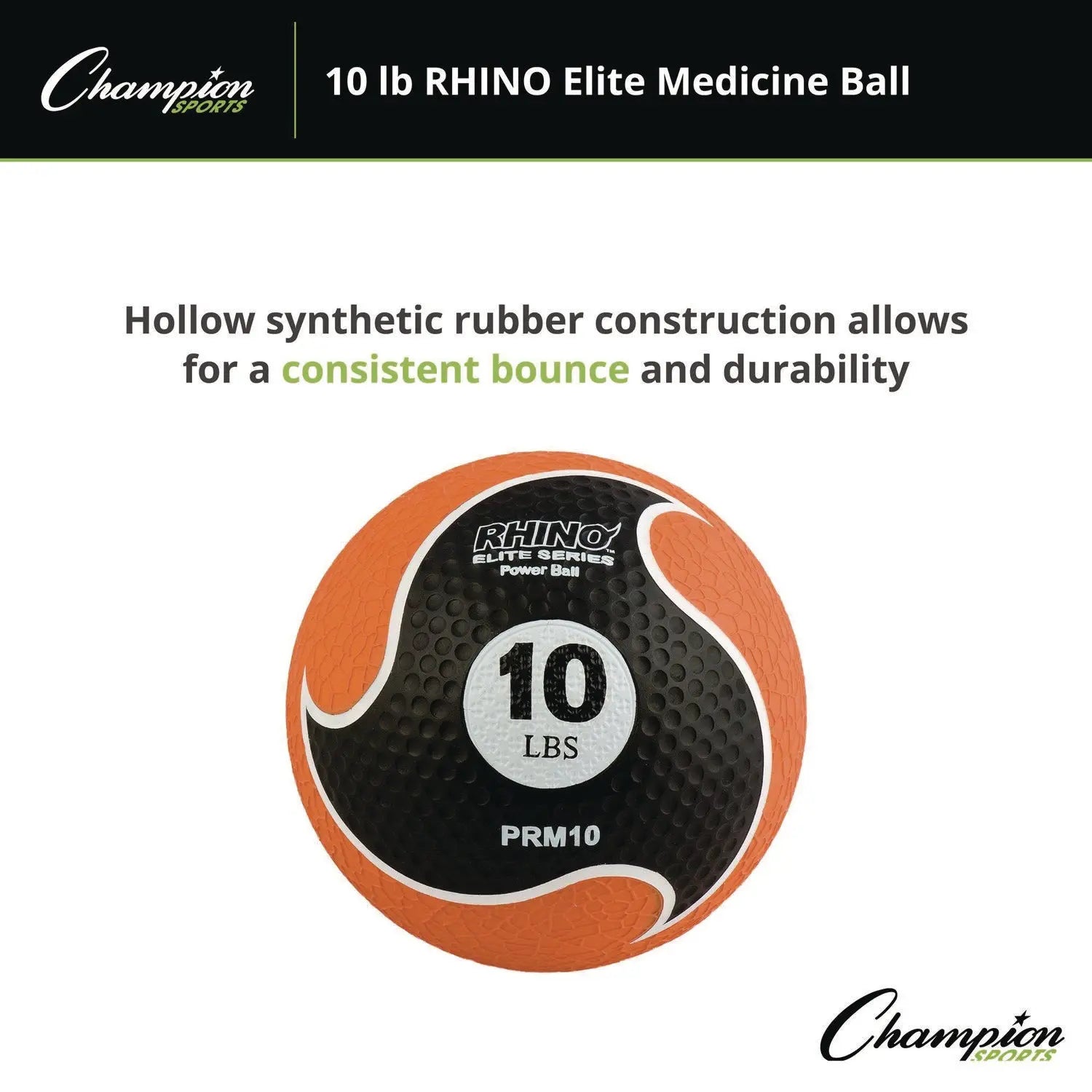 Rhino Elite Medicine Ball, 10 lb, Orange Champion Sports Flipcost
