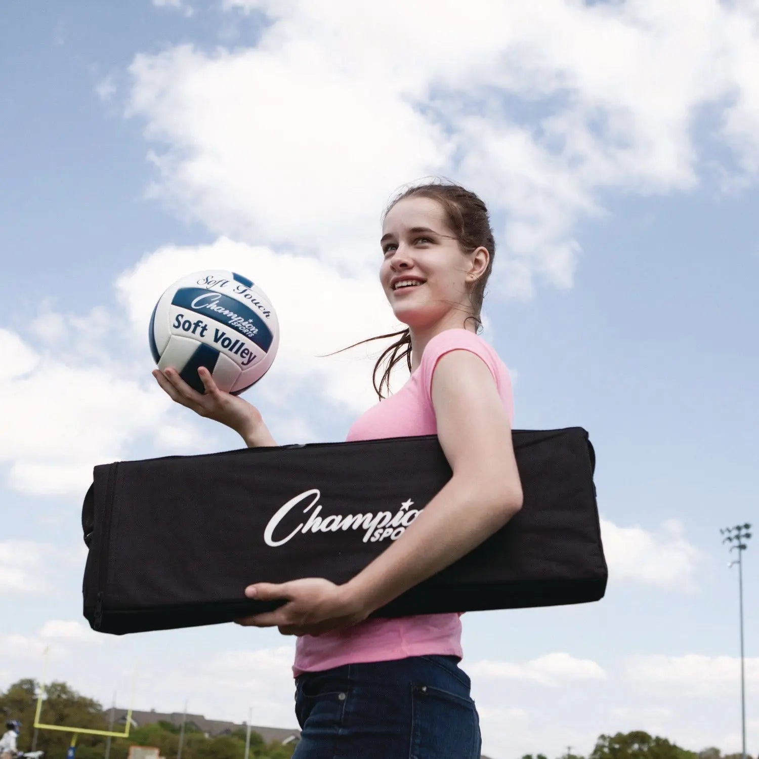 Deluxe Volleyball Set, Official-Size Volleyball, Volleyball Net Champion Sports Flipcost