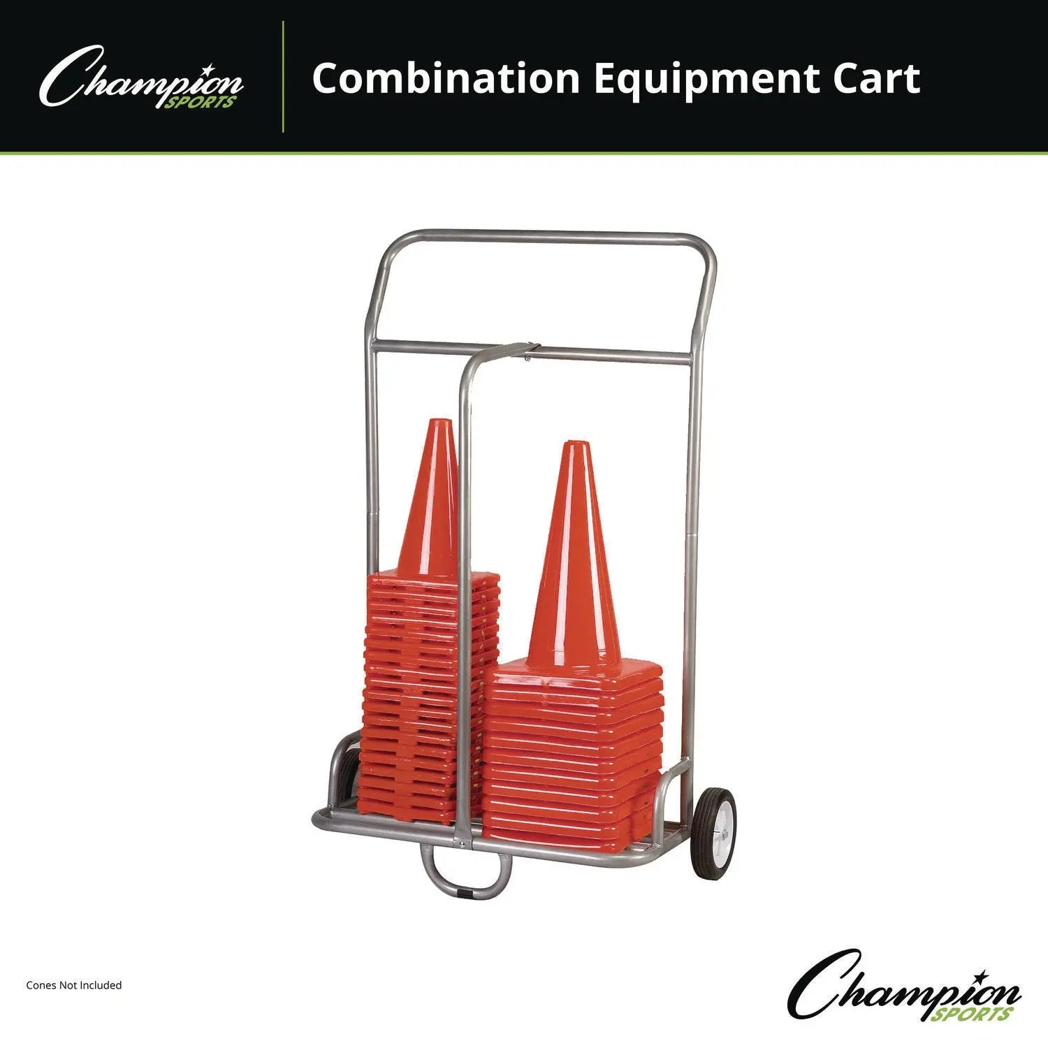 Combination Equipment Cart, Metal, 132 lb Capacity, 16 x 32 x 48, Silver Champion Sports Flipcost