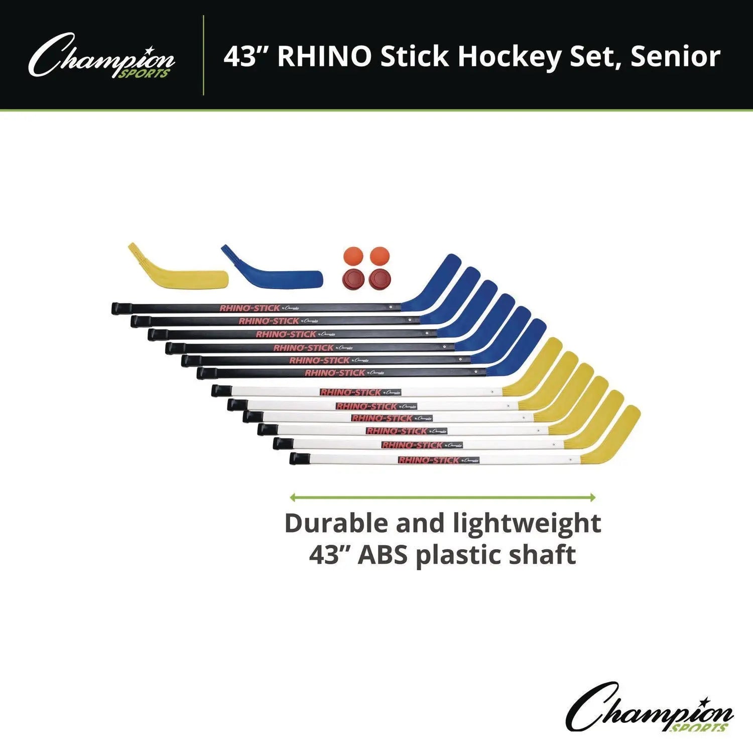 43" Rhino Stick Hockey Set, 12 Sticks/2 Pucks/2 Balls/2 Extra Blades Champion Sports Flipcost
