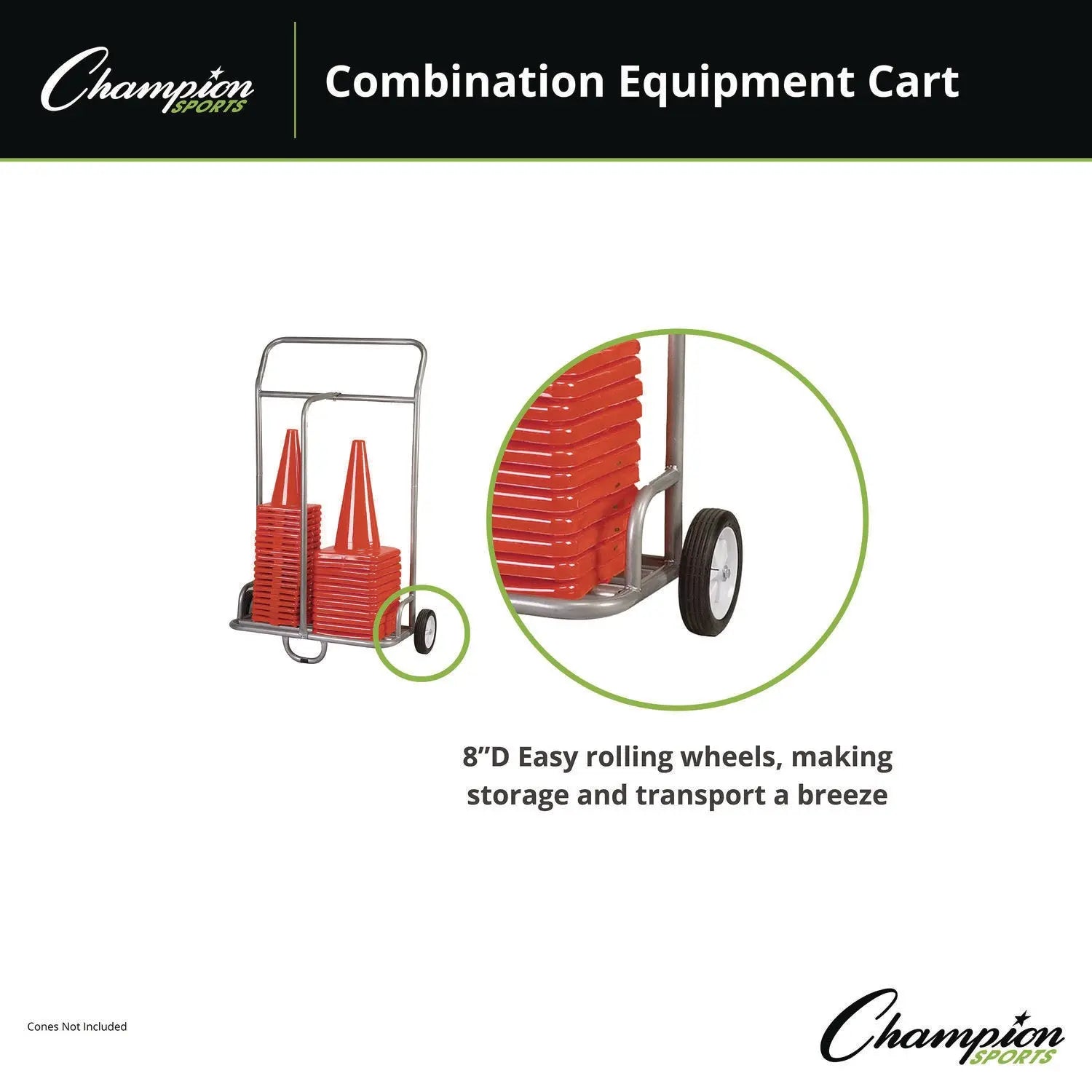 Combination Equipment Cart, Metal, 132 lb Capacity, 16 x 32 x 48, Silver Champion Sports Flipcost