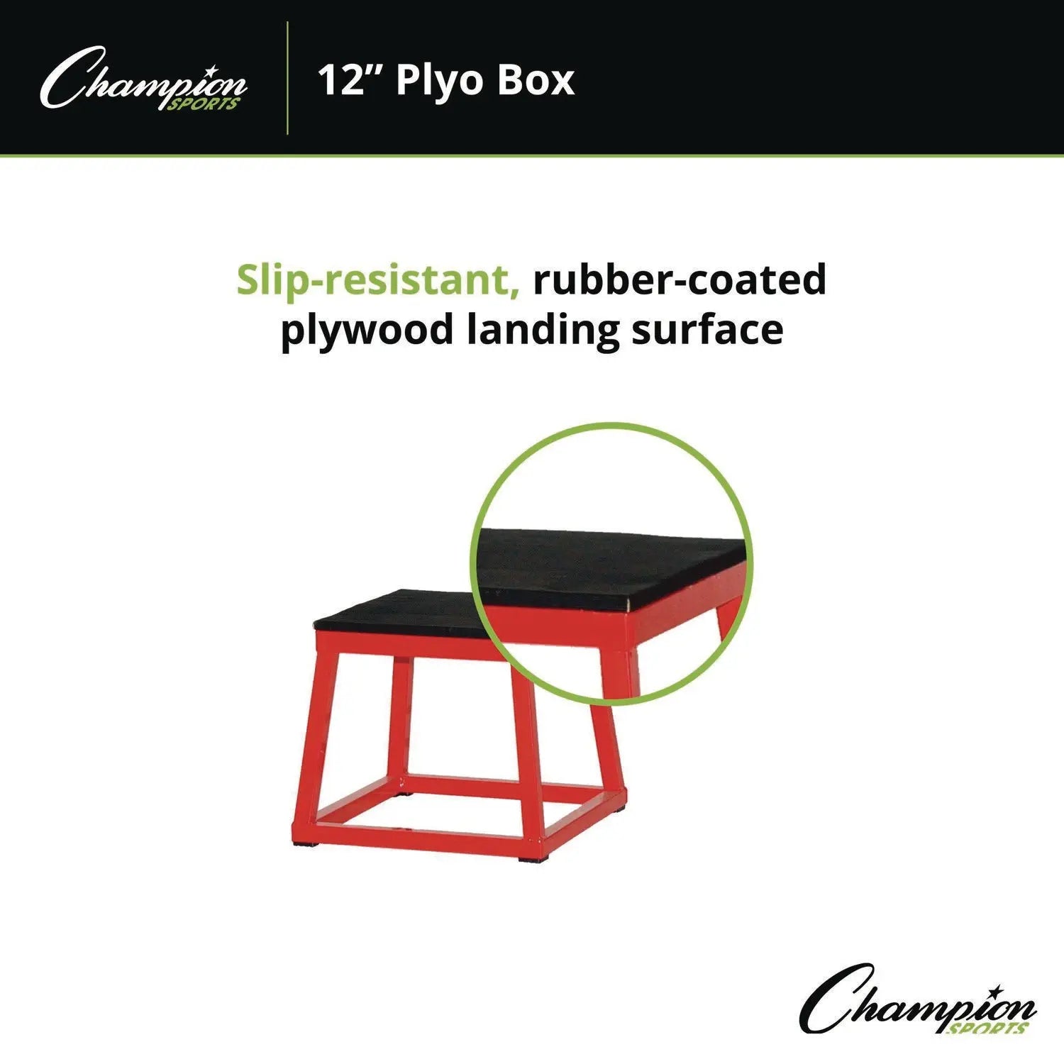 Plyo Box, 15" x 15", Plywood/Rubber/Steel, Red/Black Champion Sports Flipcost