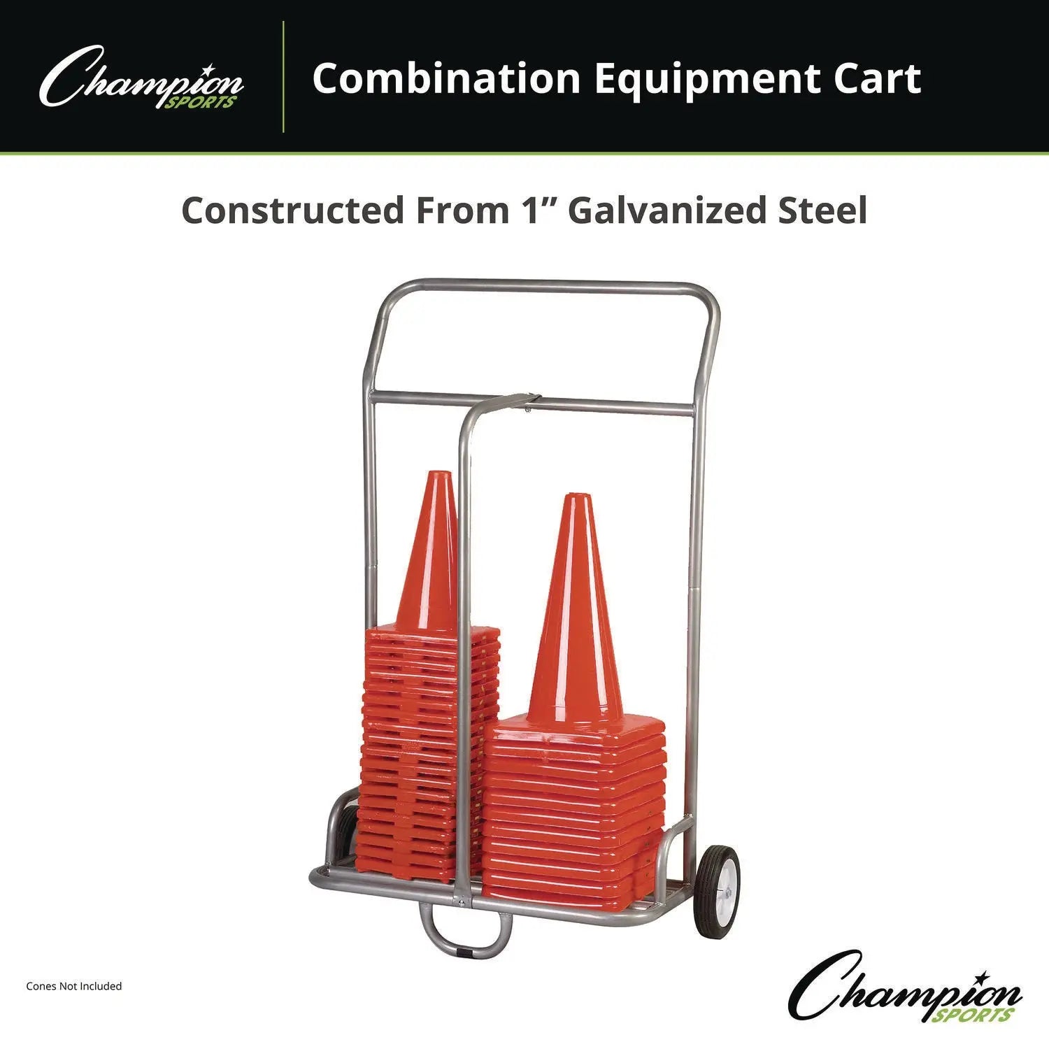 Combination Equipment Cart, Metal, 132 lb Capacity, 16 x 32 x 48, Silver Champion Sports Flipcost