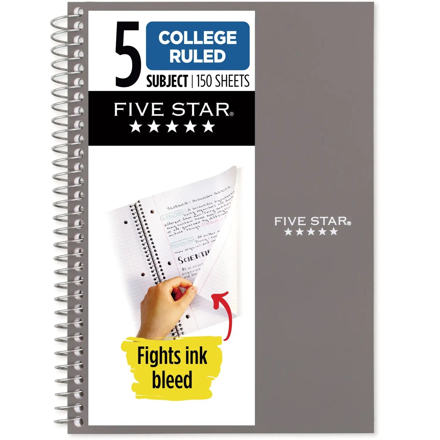Wirebound Notebook, 5-Subject, Medium/College Rule, Randomly Assorted Cover Color, (150) 9.5 x 7.25 Sheets Five Star® Flipcost