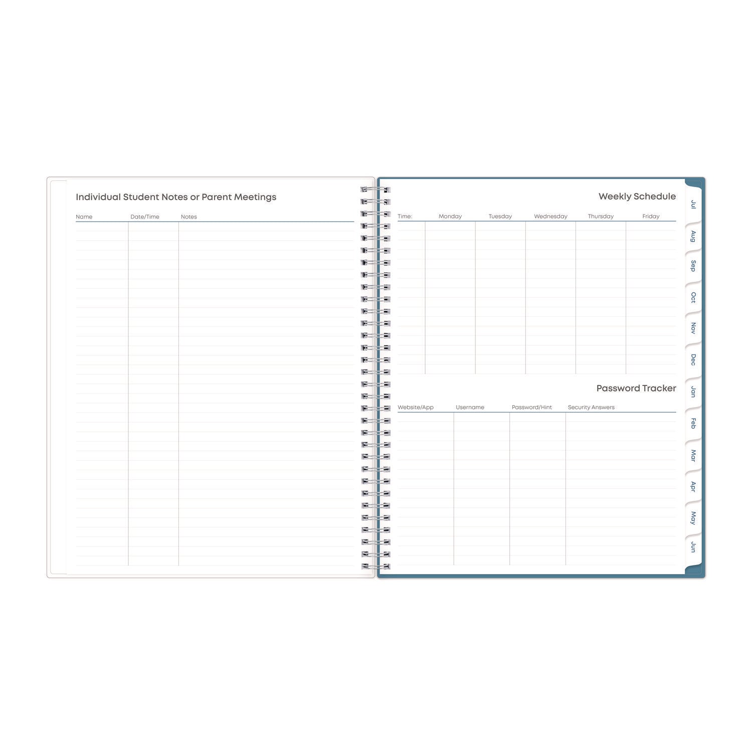 Blue Sky® Teacher Dots CYO Cover Weekly/Monthly Lesson Planner, 2024 to 2025, Nine Classes, Multicolor Cover, (144) 11 x 8.5 Pages