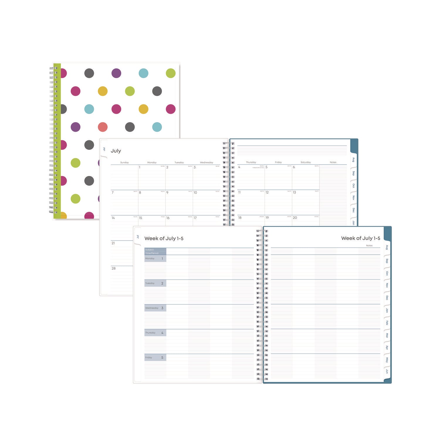 Teacher Dots CYO Cover Weekly/Monthly Lesson Planner, 2024 to 2025, Nine Classes, Multicolor Cover, (144) 11 x 8.5 Pages