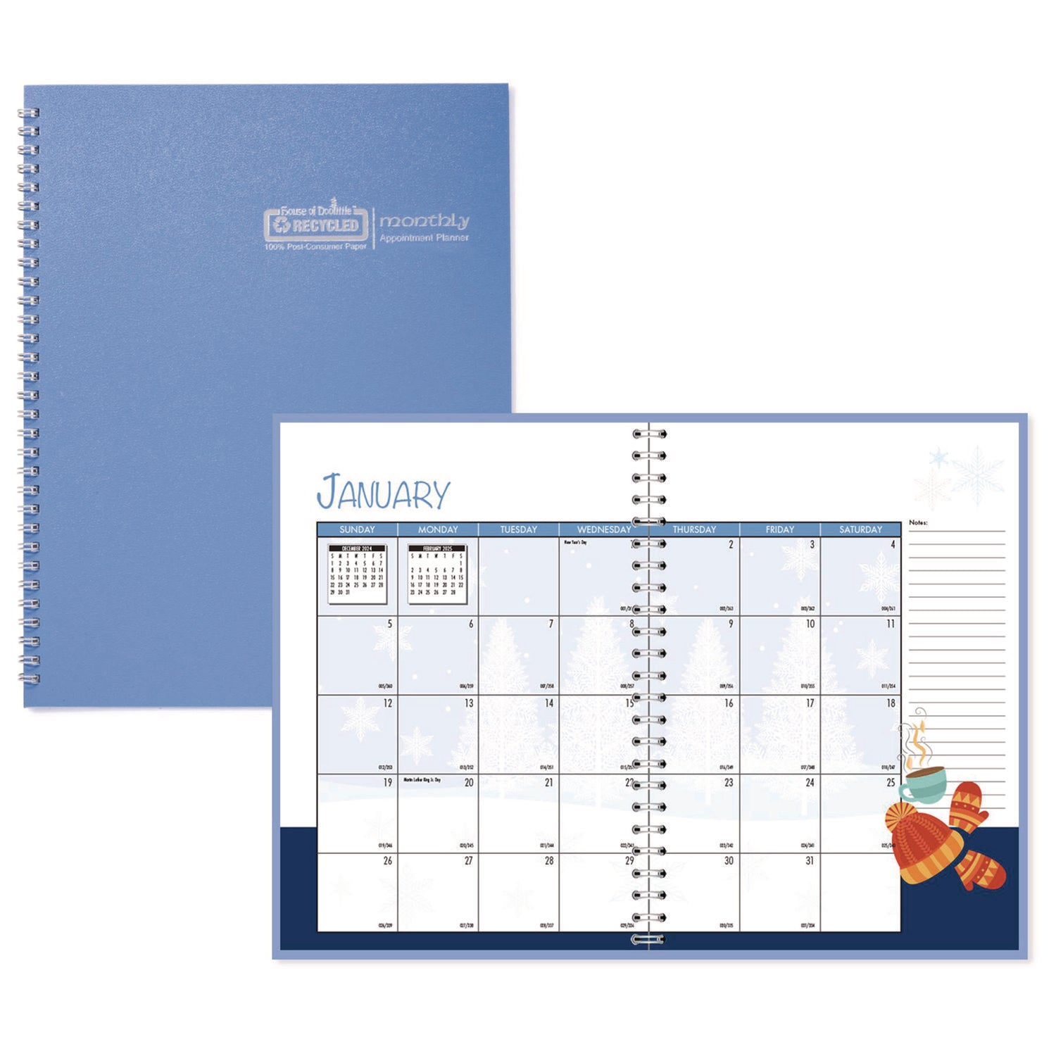 Seasonal Monthly Planner, Illustrated Seasons Artwork, 10 x 7, Light Blue Cover, 12-Month (Jan to Dec): 2025