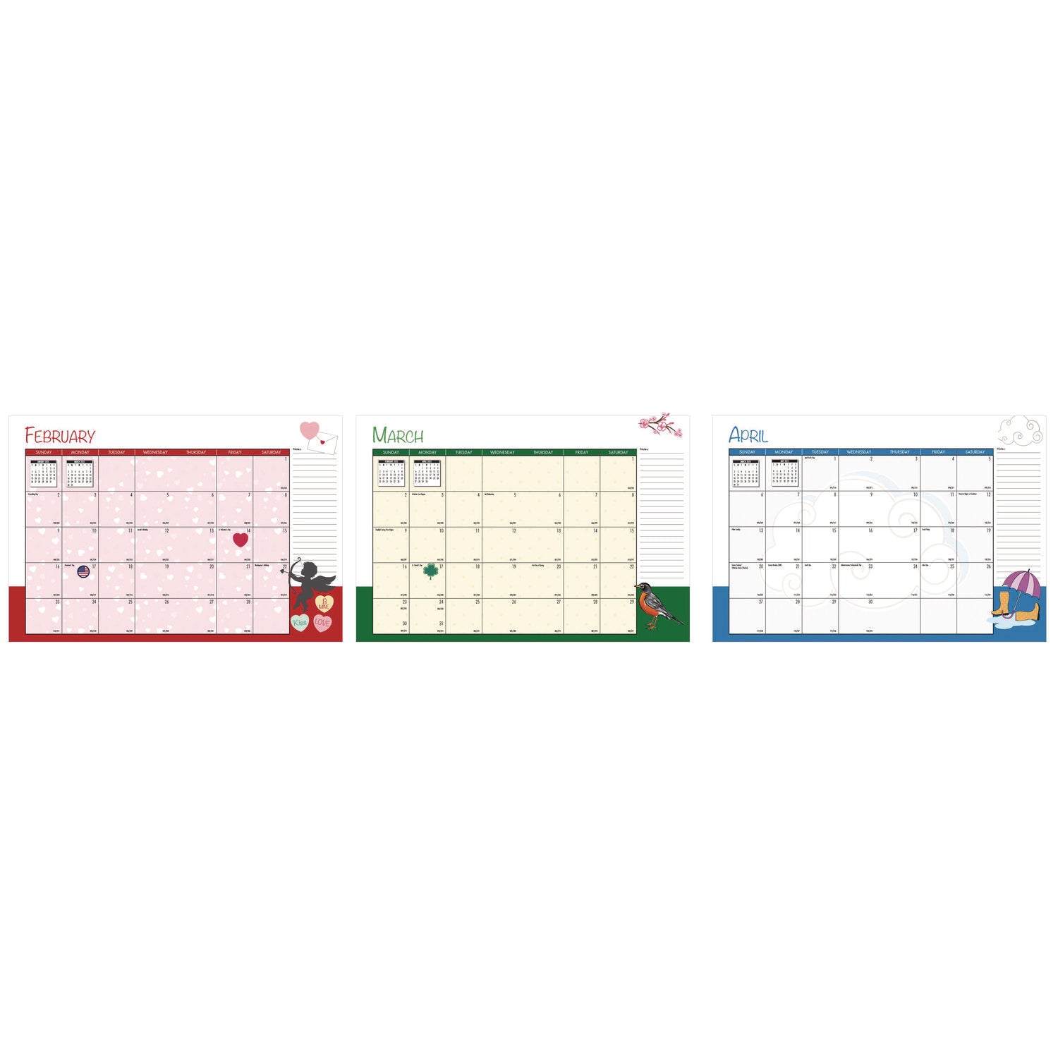 House of Doolittle™ Seasonal Monthly Planner, Illustrated Seasons Artwork, 10 x 7, Light Blue Cover, 12-Month (Jan to Dec): 2025