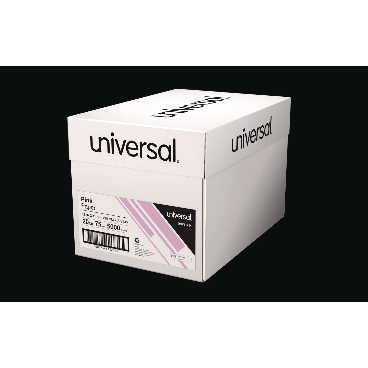 Universal® Deluxe Colored Paper, 20 lb Bond Weight, 8.5 x 11, Pink, 500/Ream