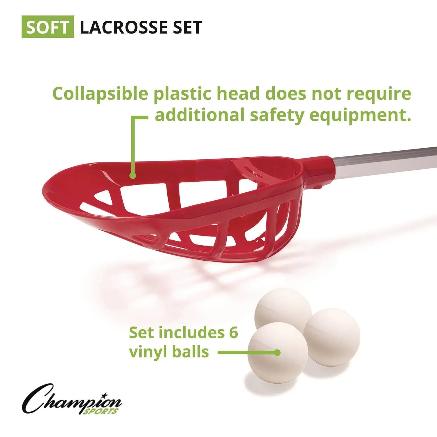 Soft Lacrosse Set, 6 Balls/12 Sticks Champion Sports Flipcost
