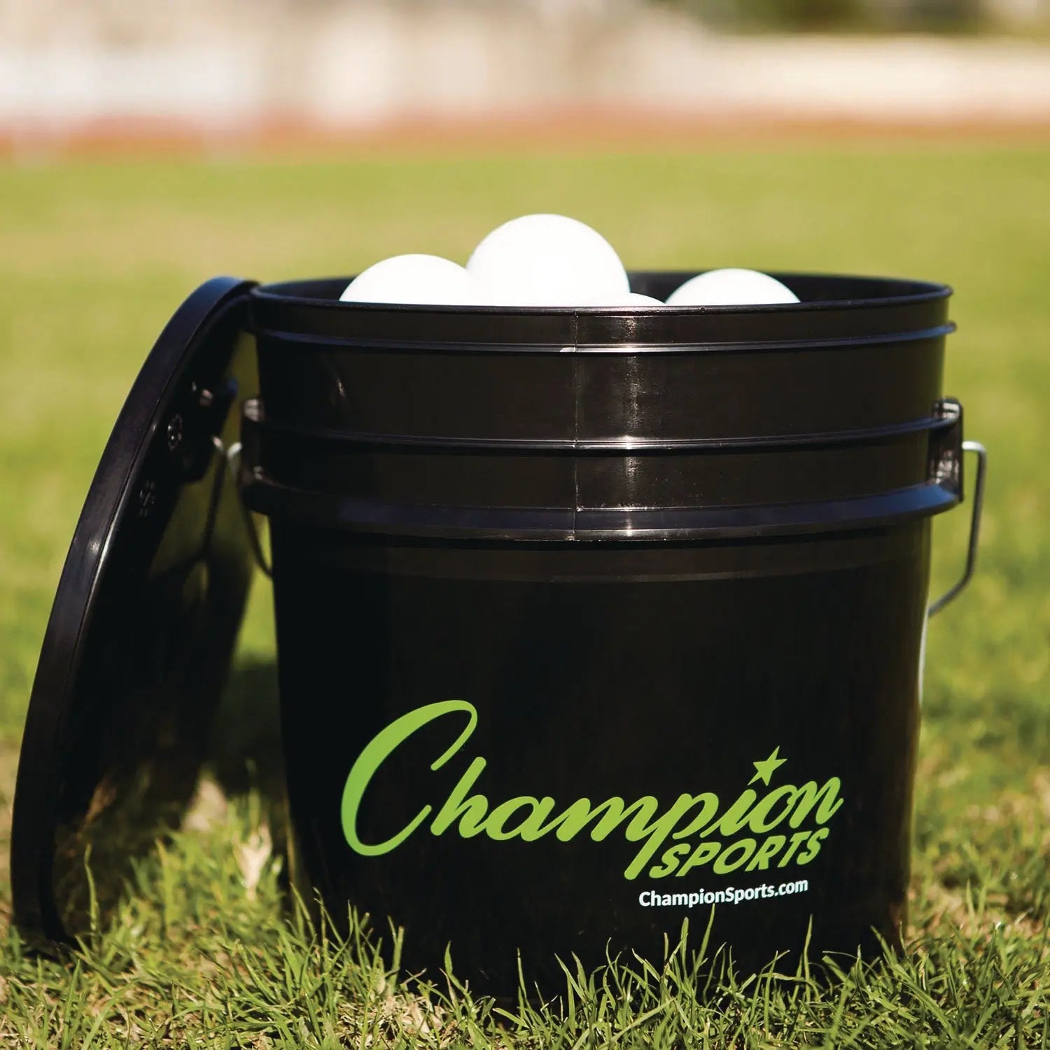 Lacrosse Balls in a Bucket, 11" x 11" Bucket with 36 White Rubber Balls Champion Sports Flipcost