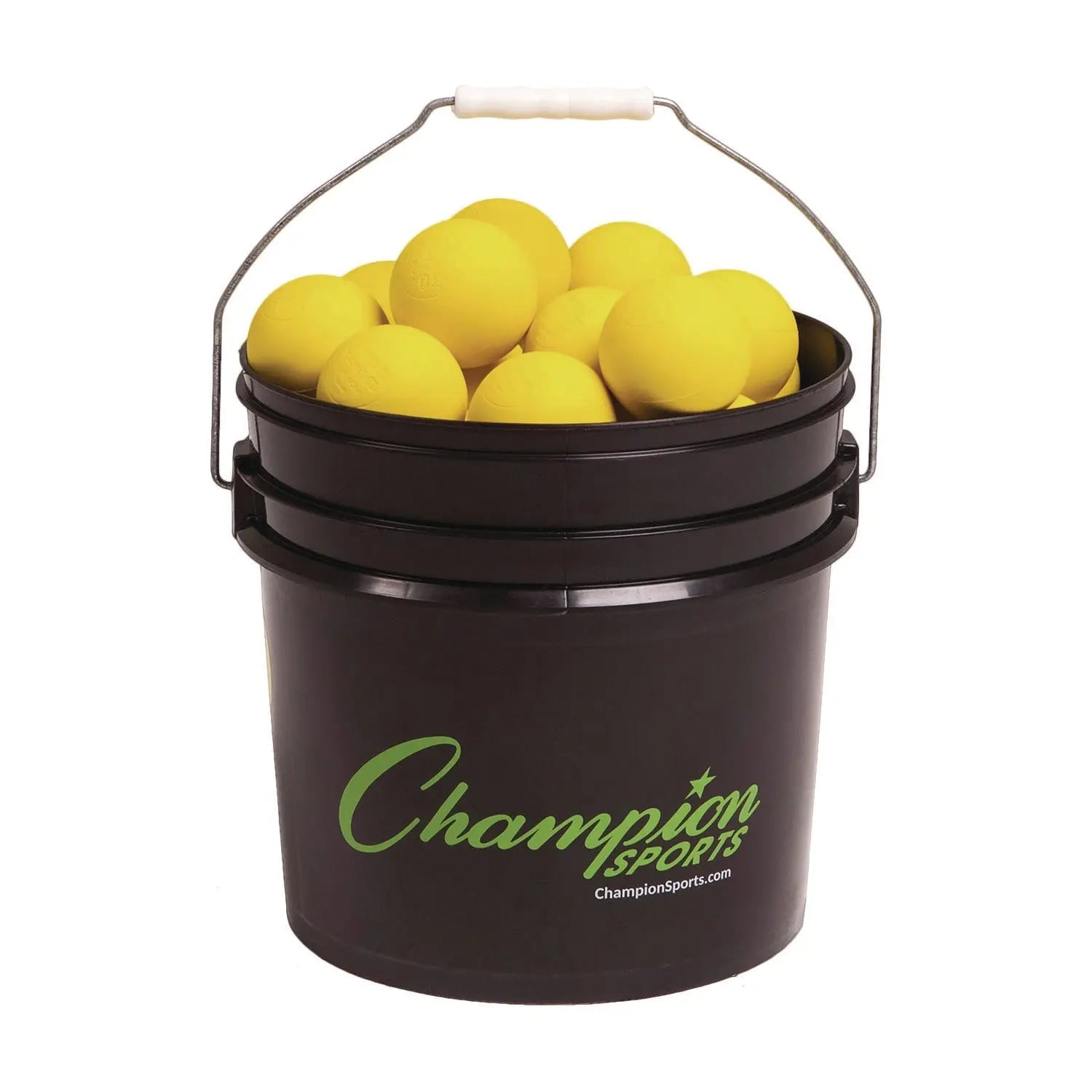 Lacrosse Balls in a Bucket, 11" x 11" Bucket with 36 Yellow Rubber Balls Champion Sports Flipcost