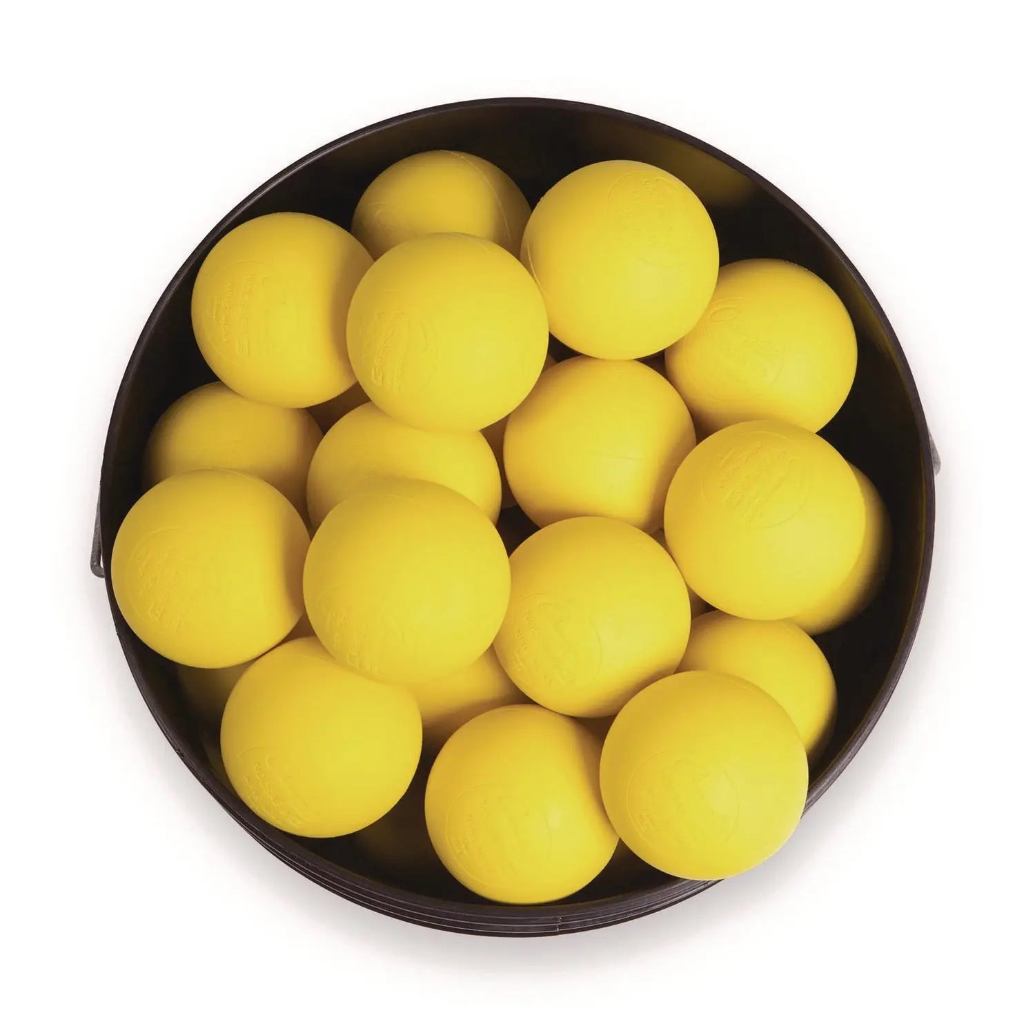 Lacrosse Balls in a Bucket, 11" x 11" Bucket with 36 Yellow Rubber Balls Champion Sports Flipcost