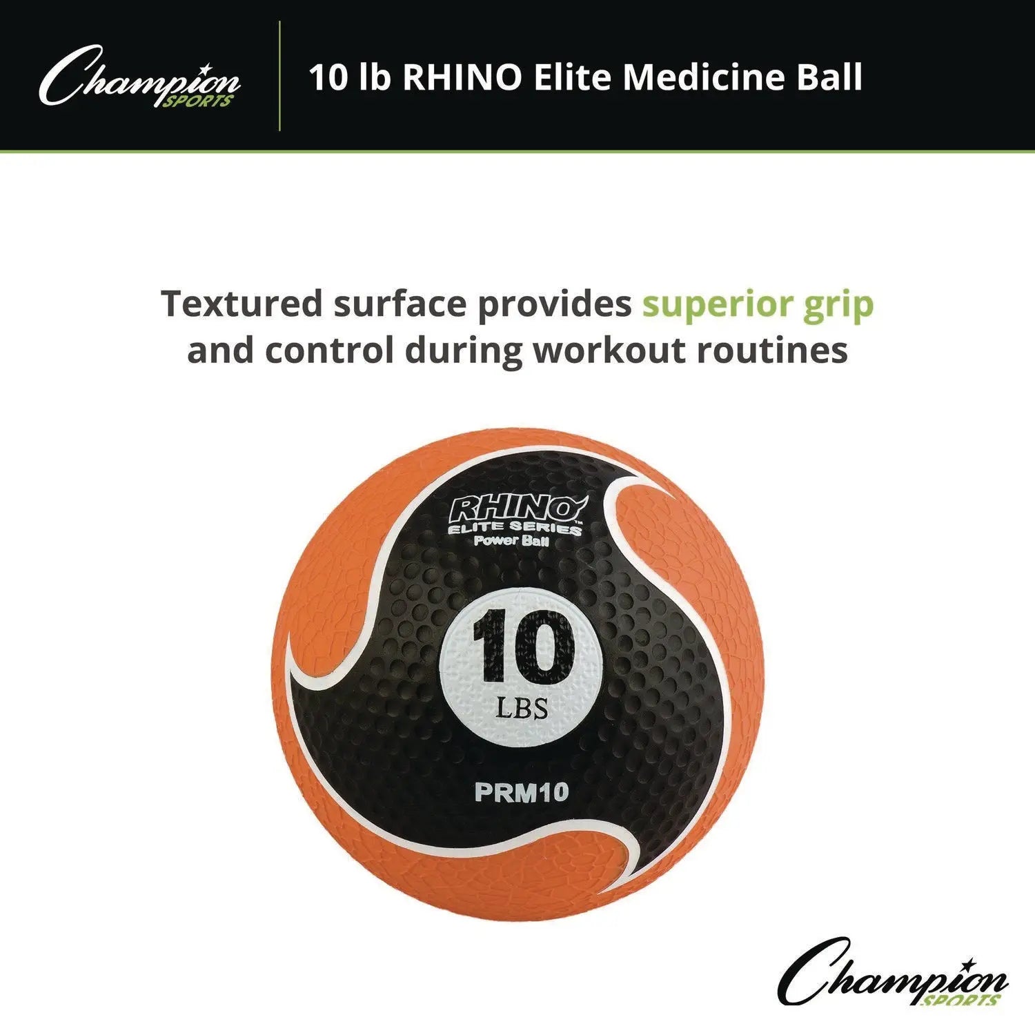 Rhino Elite Medicine Ball, 10 lb, Orange Champion Sports Flipcost