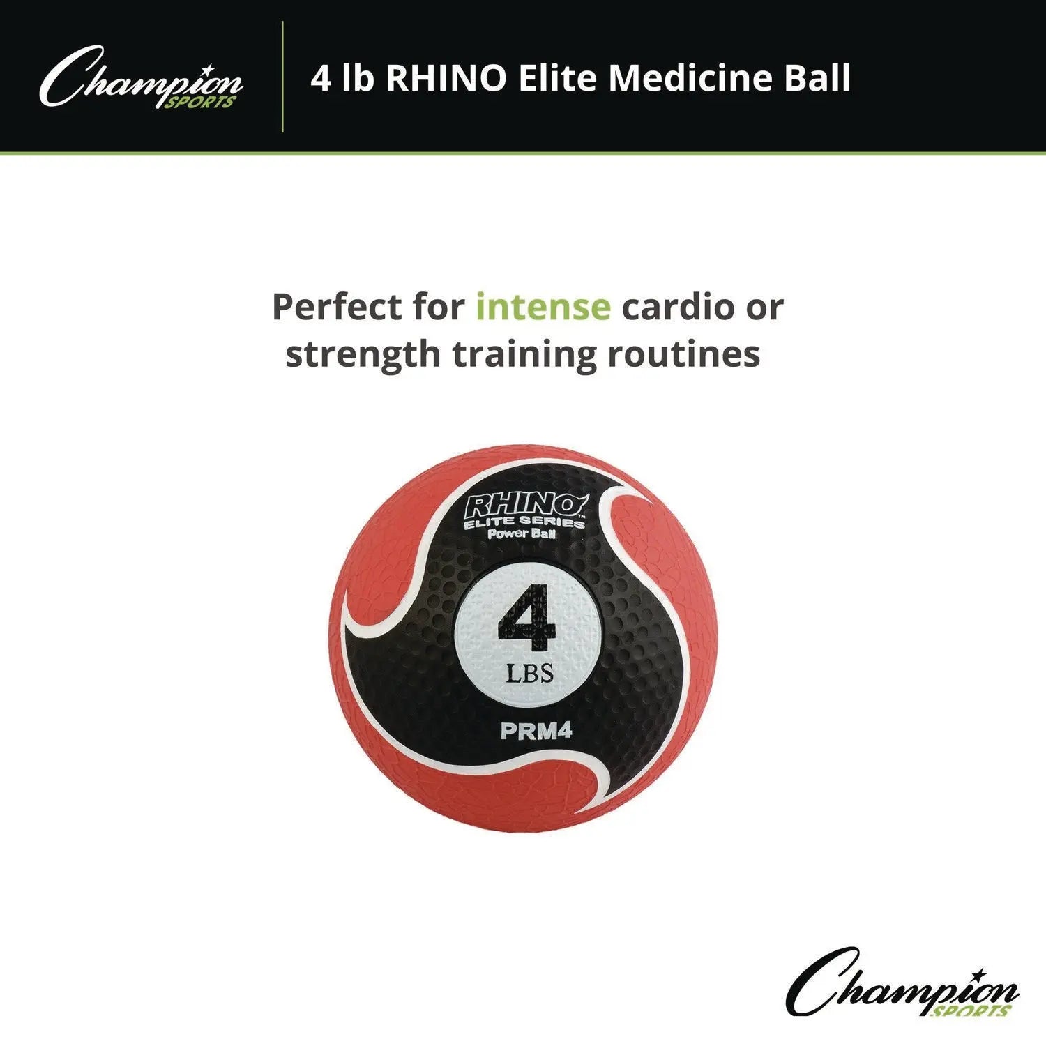 Rhino Elite Medicine Ball, 4 lb, Red Champion Sports Flipcost