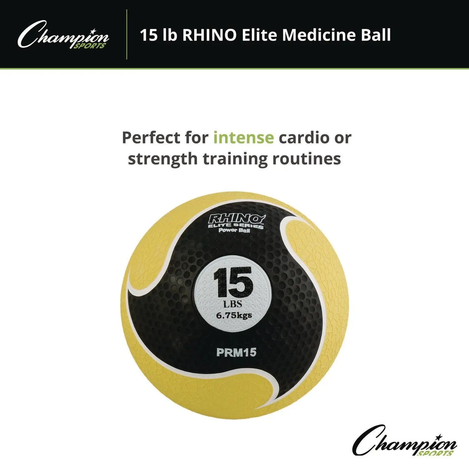 Rhino Elite Medicine Ball, 15 lb, Yellow Champion Sports Flipcost