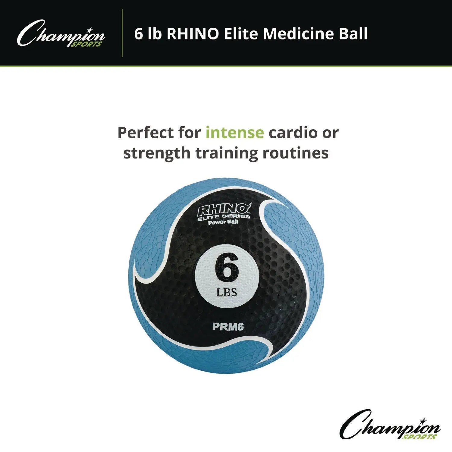 Rhino Elite Medicine Ball, 6 lb, Blue Champion Sports Flipcost