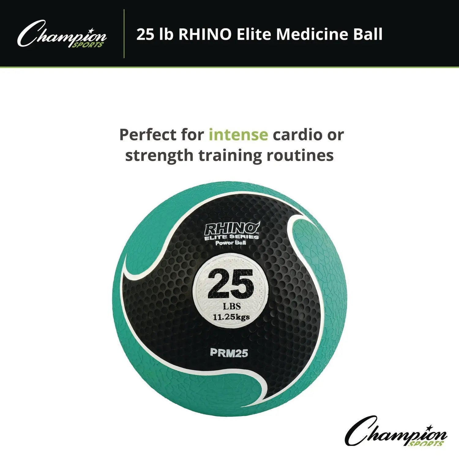 Rhino Elite Medicine Ball, 25 lb, Green Champion Sports Flipcost
