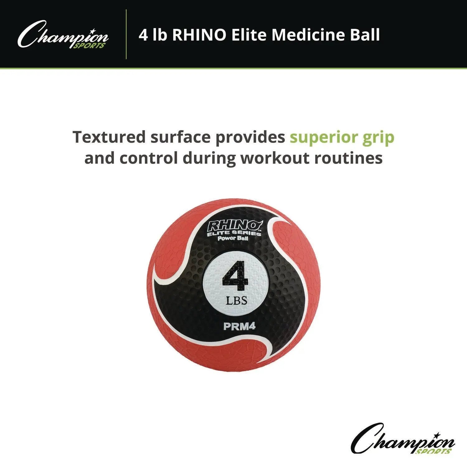 Rhino Elite Medicine Ball, 4 lb, Red Champion Sports Flipcost