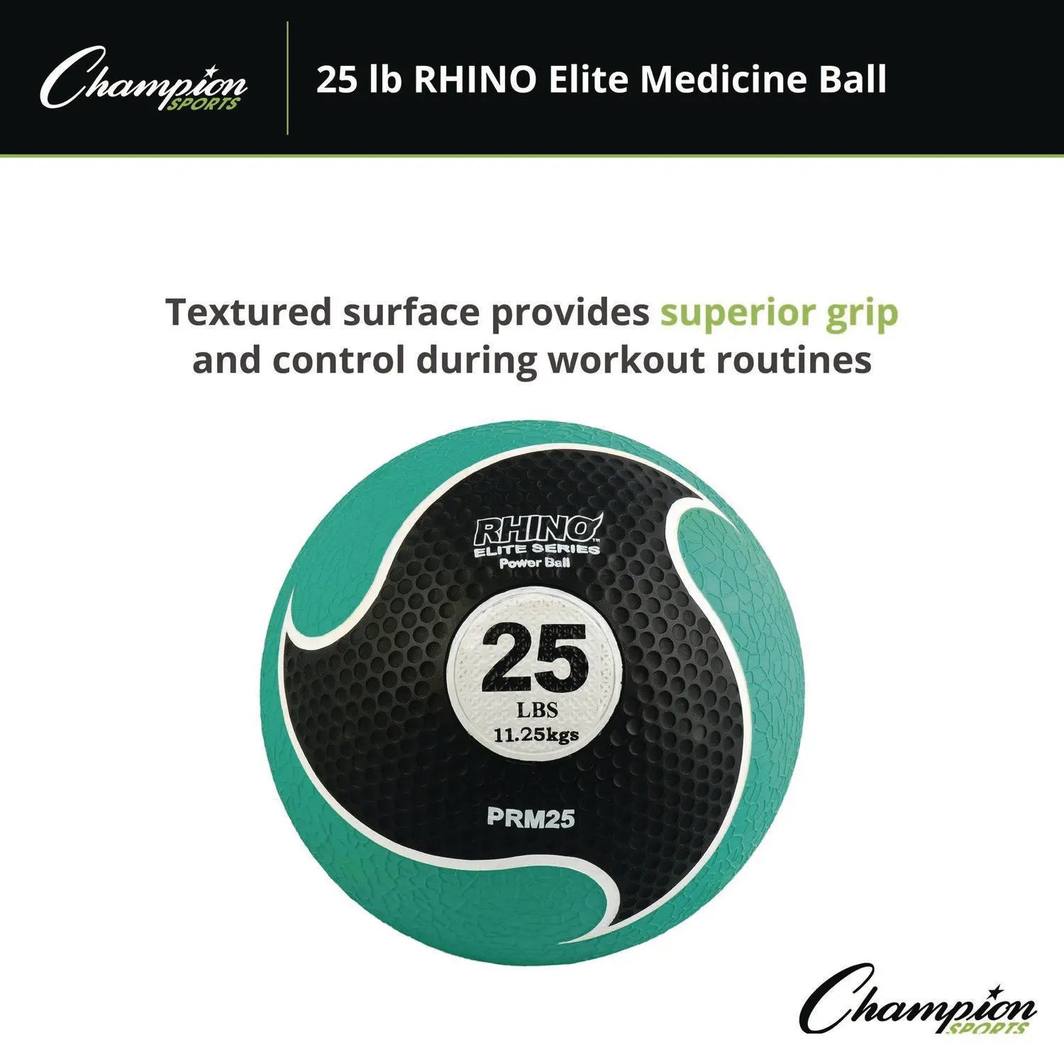 Rhino Elite Medicine Ball, 25 lb, Green Champion Sports Flipcost
