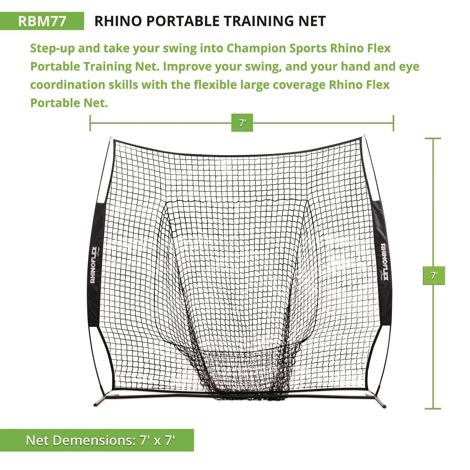 Rhino Portable Training Net, 7 ft x 7 ft Champion Sports Flipcost